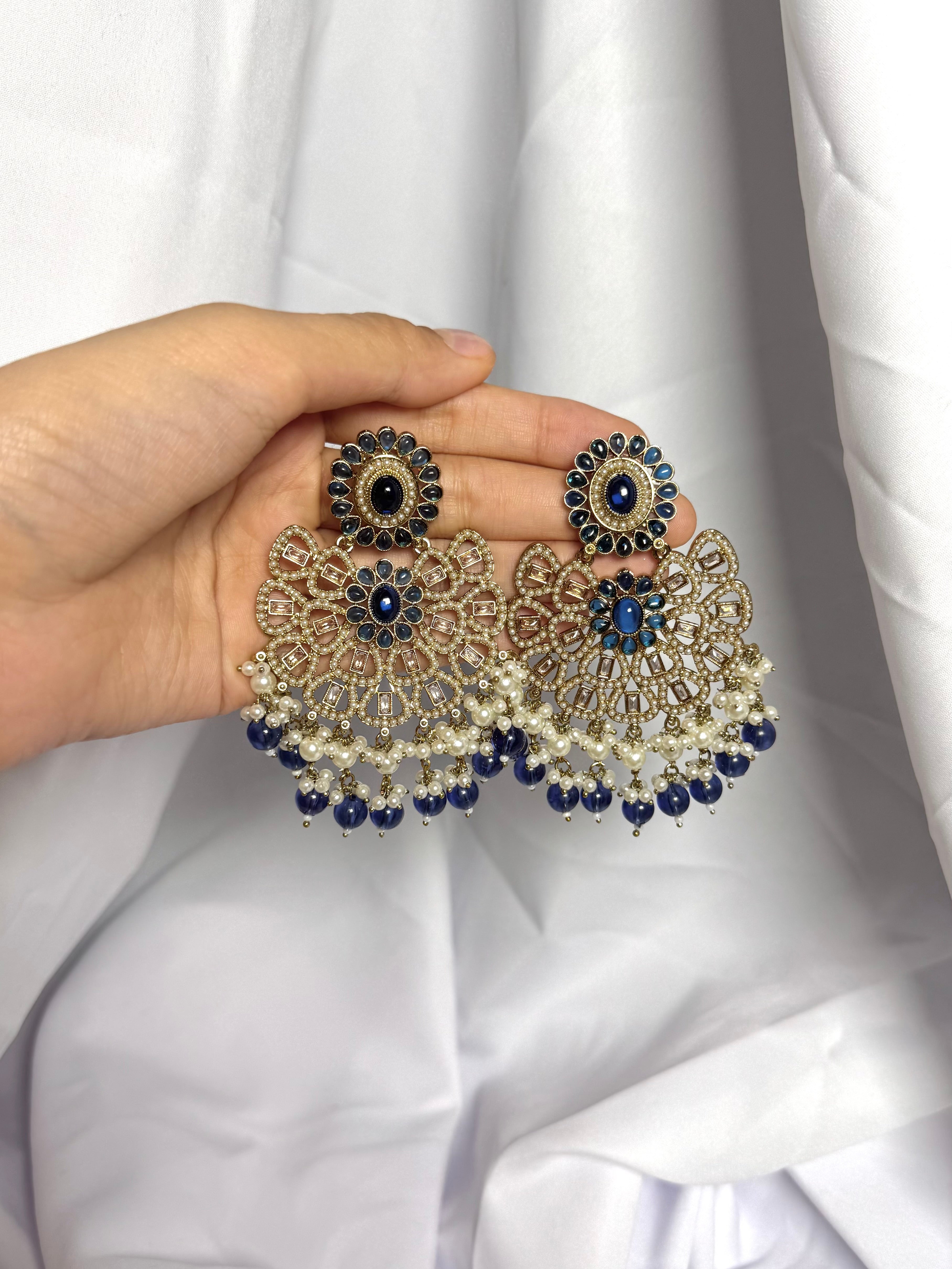 Samaira Earrings-Navy Blue