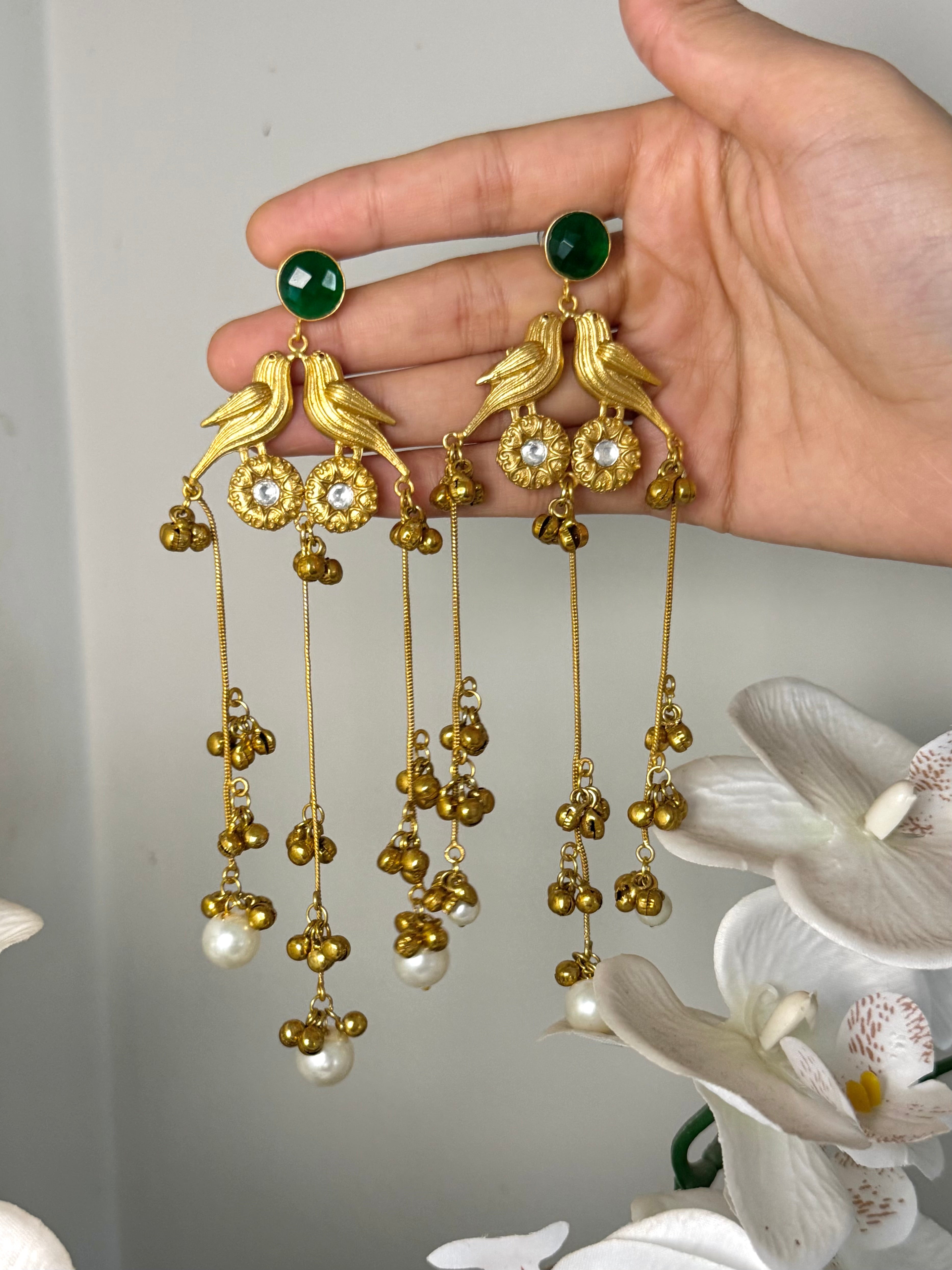 Abeer Kashmiri Earrings-Green