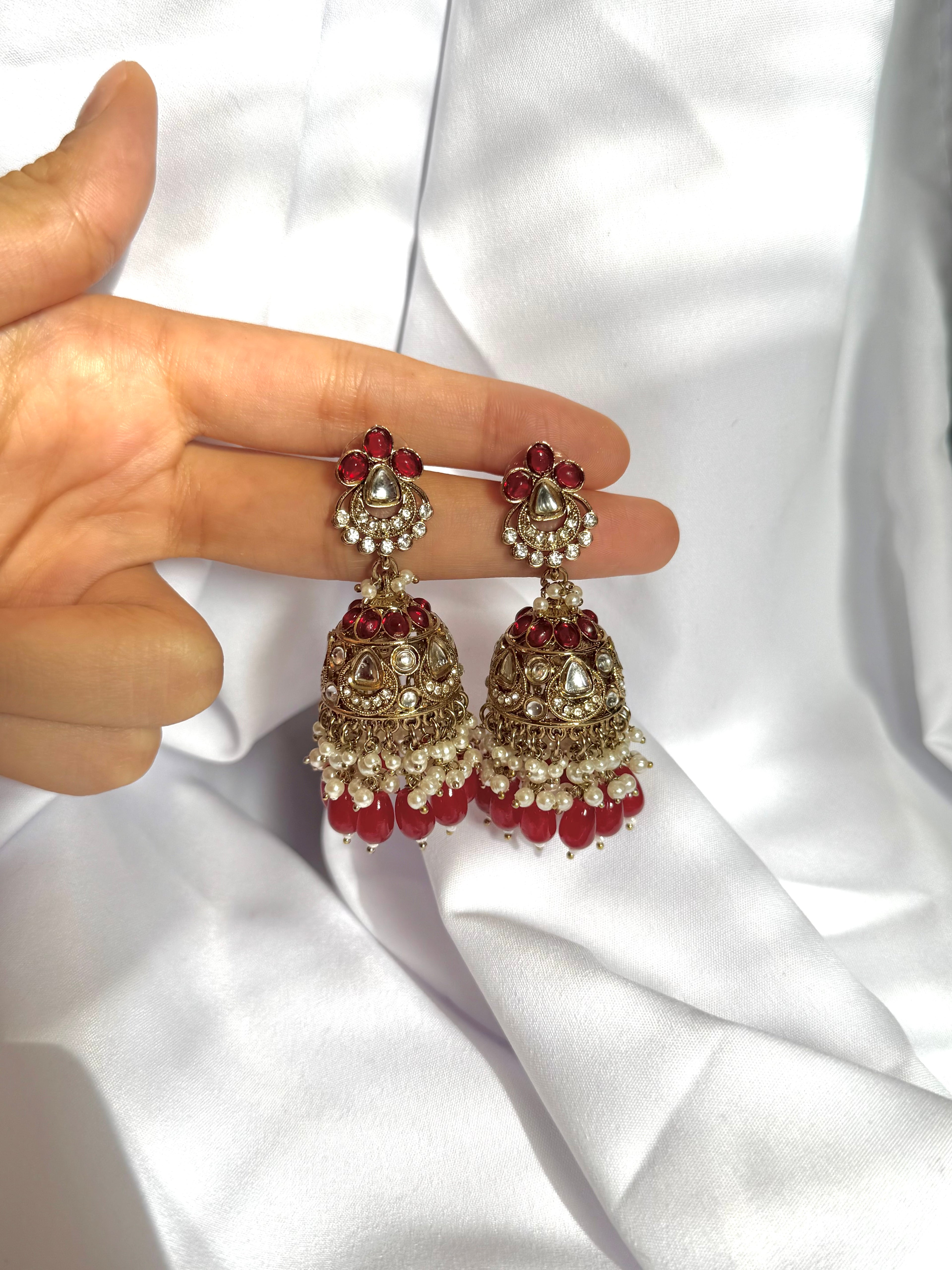 Anaya Jhumkas-Red
