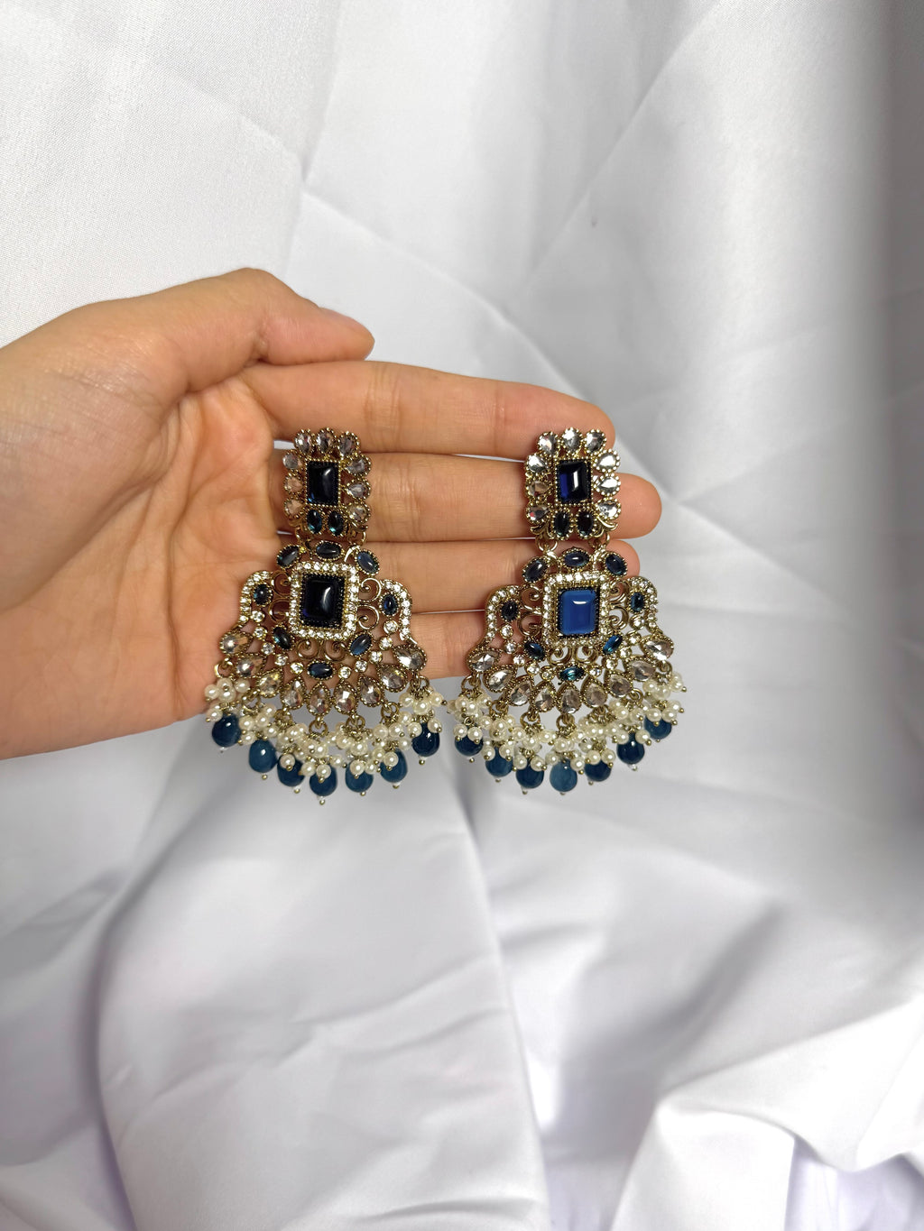 Zeenat Earring-Navy Blue