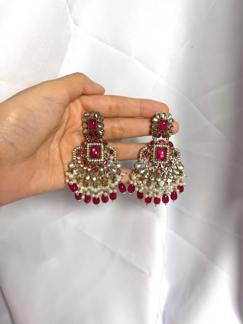 Zeenat Earring-Ruby Pink