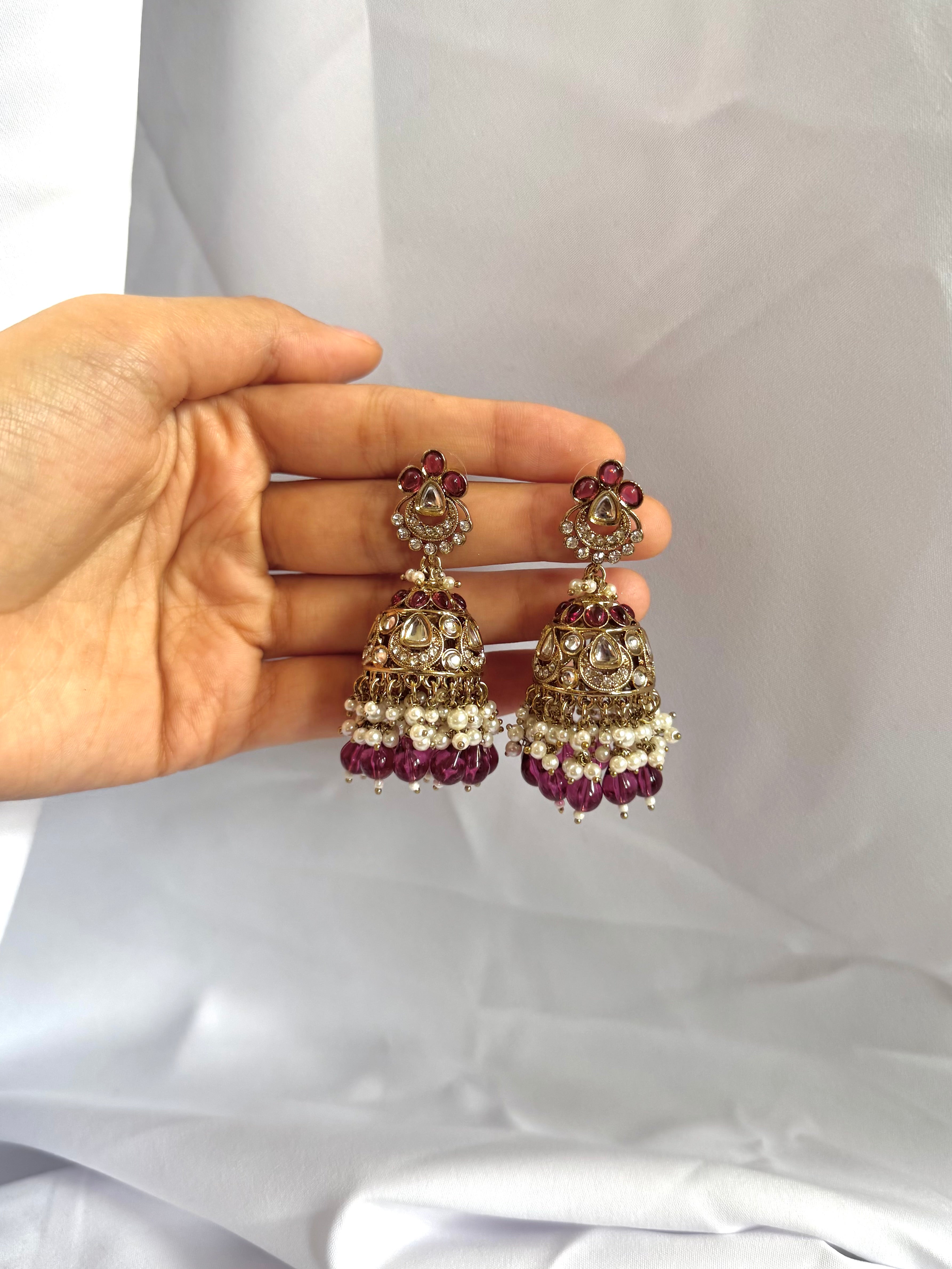 Anaya Jhumkas-Magenta