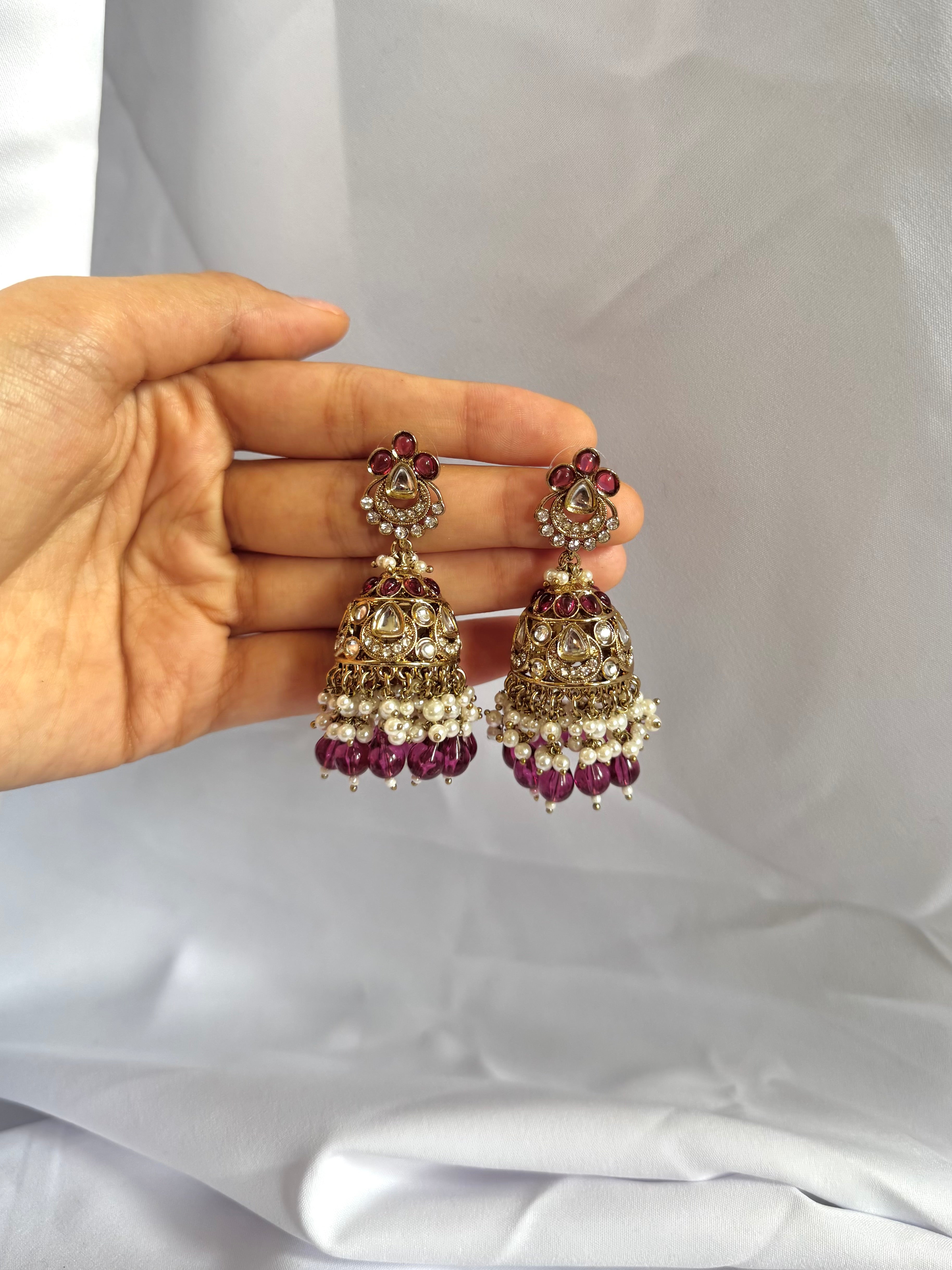 Anaya Jhumkas-Magenta