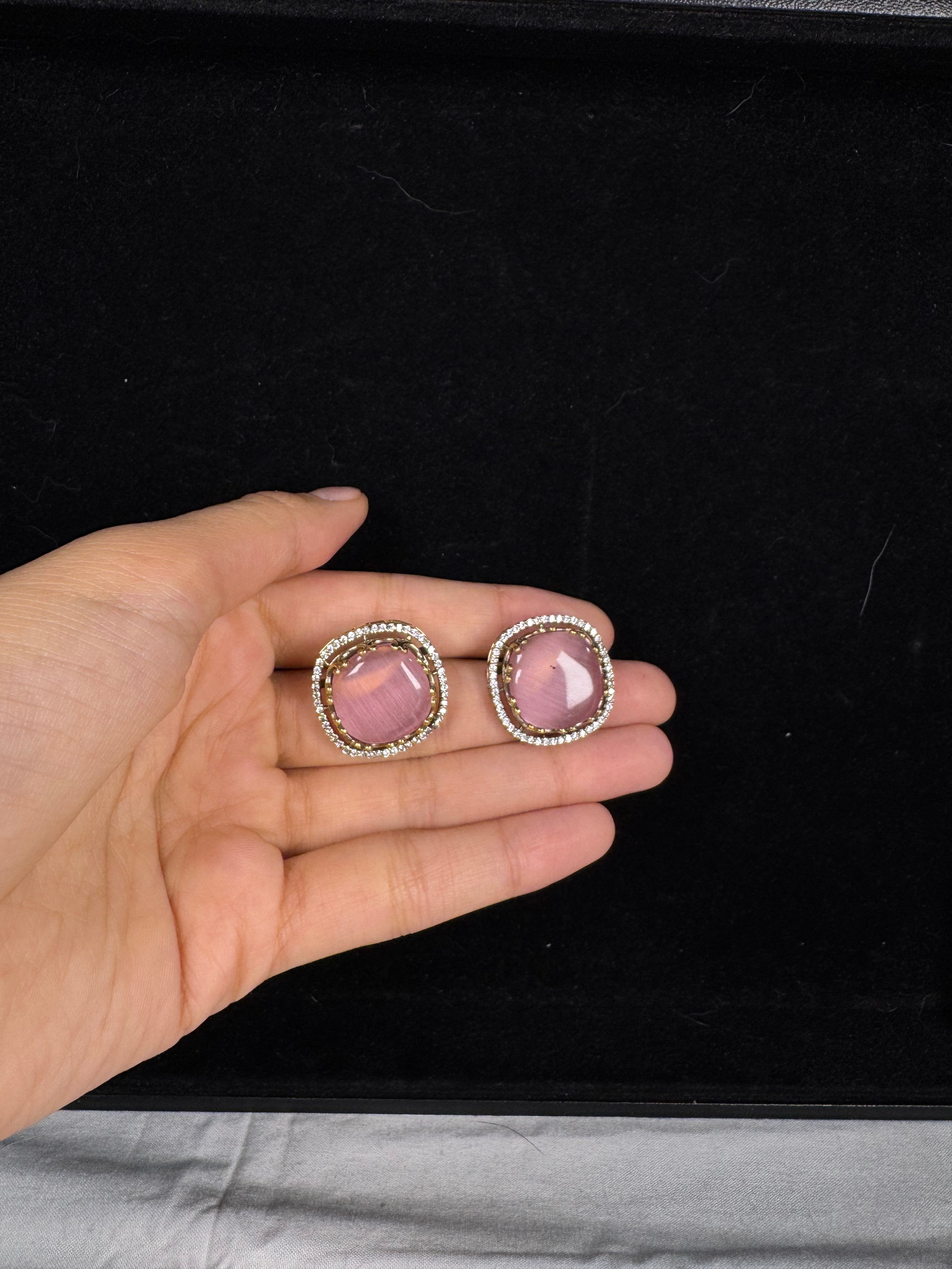 Sia Stud Earrings-Pink