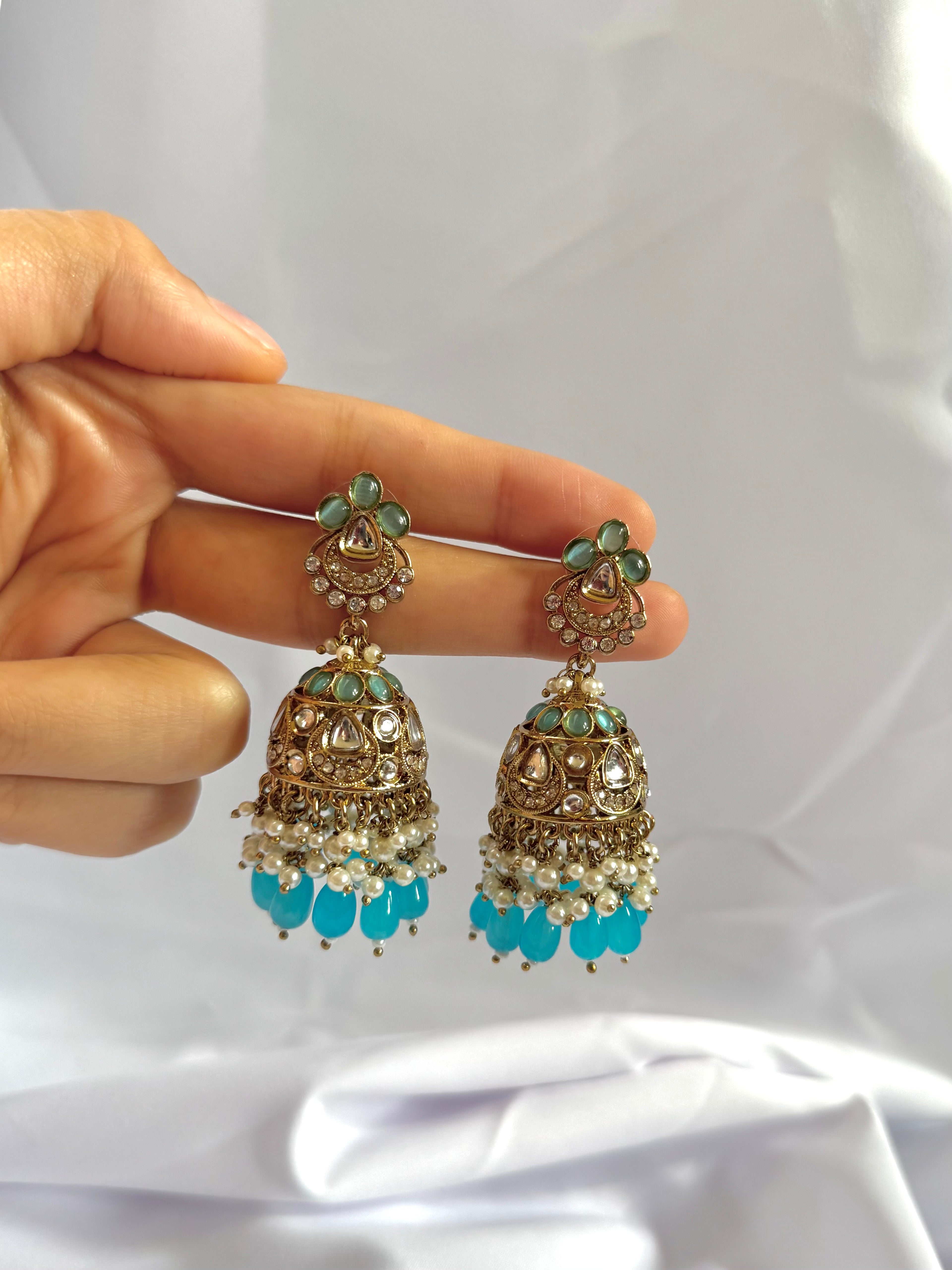 Anaya Jhumkas-Sky Blue