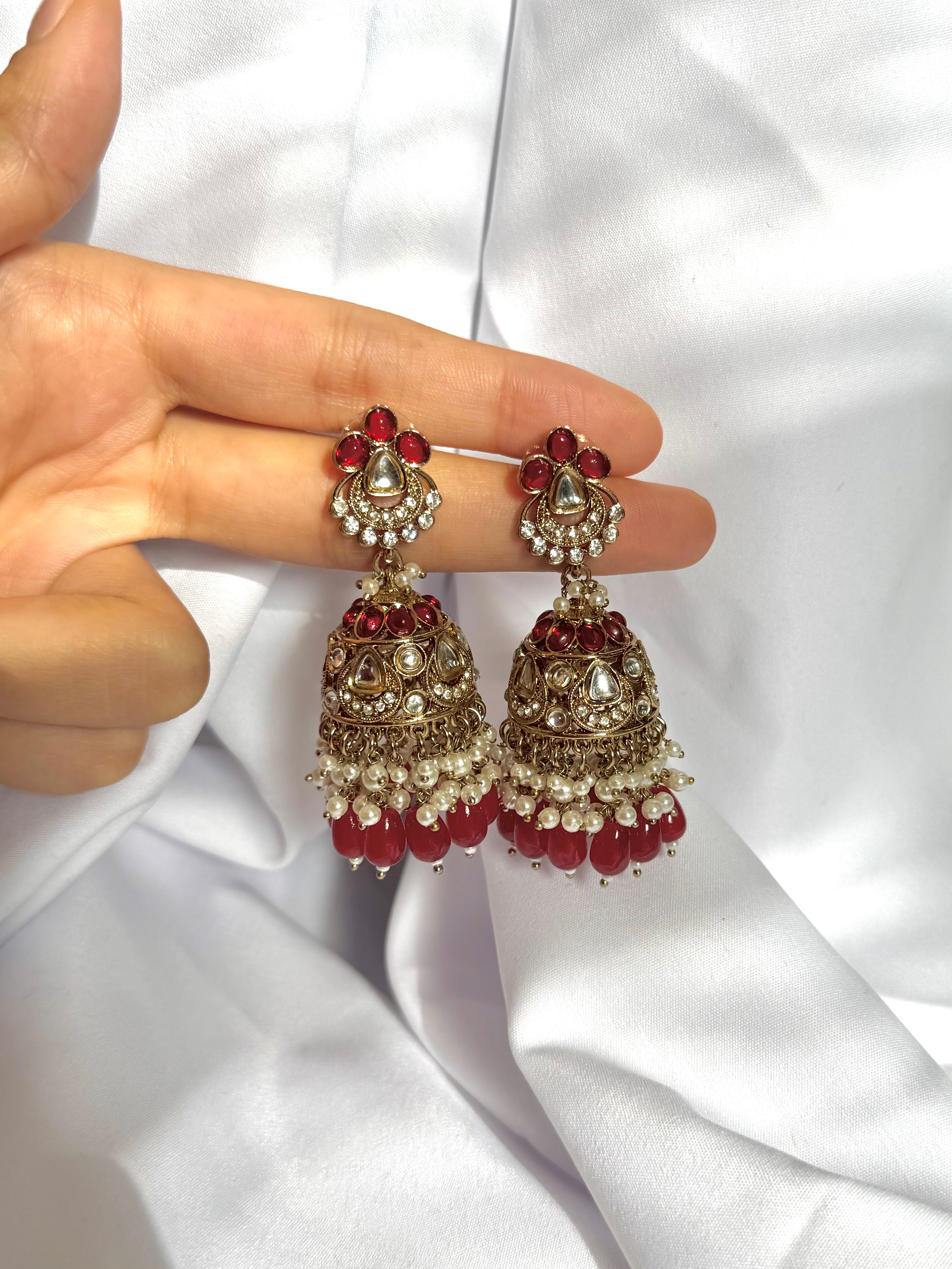 Anaya Jhumkas-Red