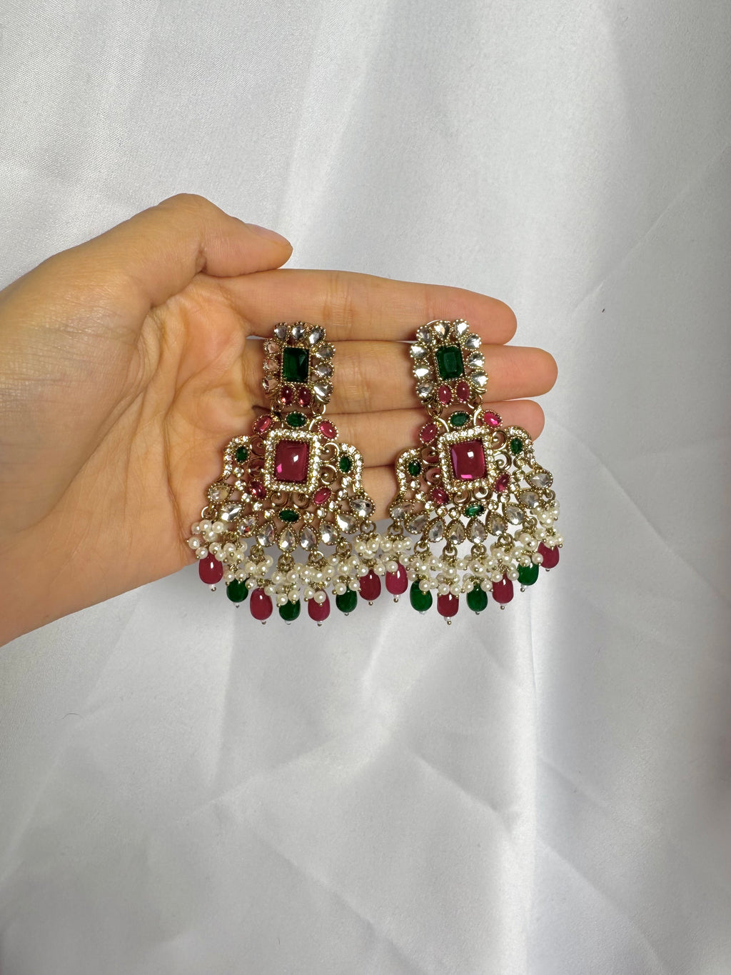 Zeenat Earring-Ruby & Green