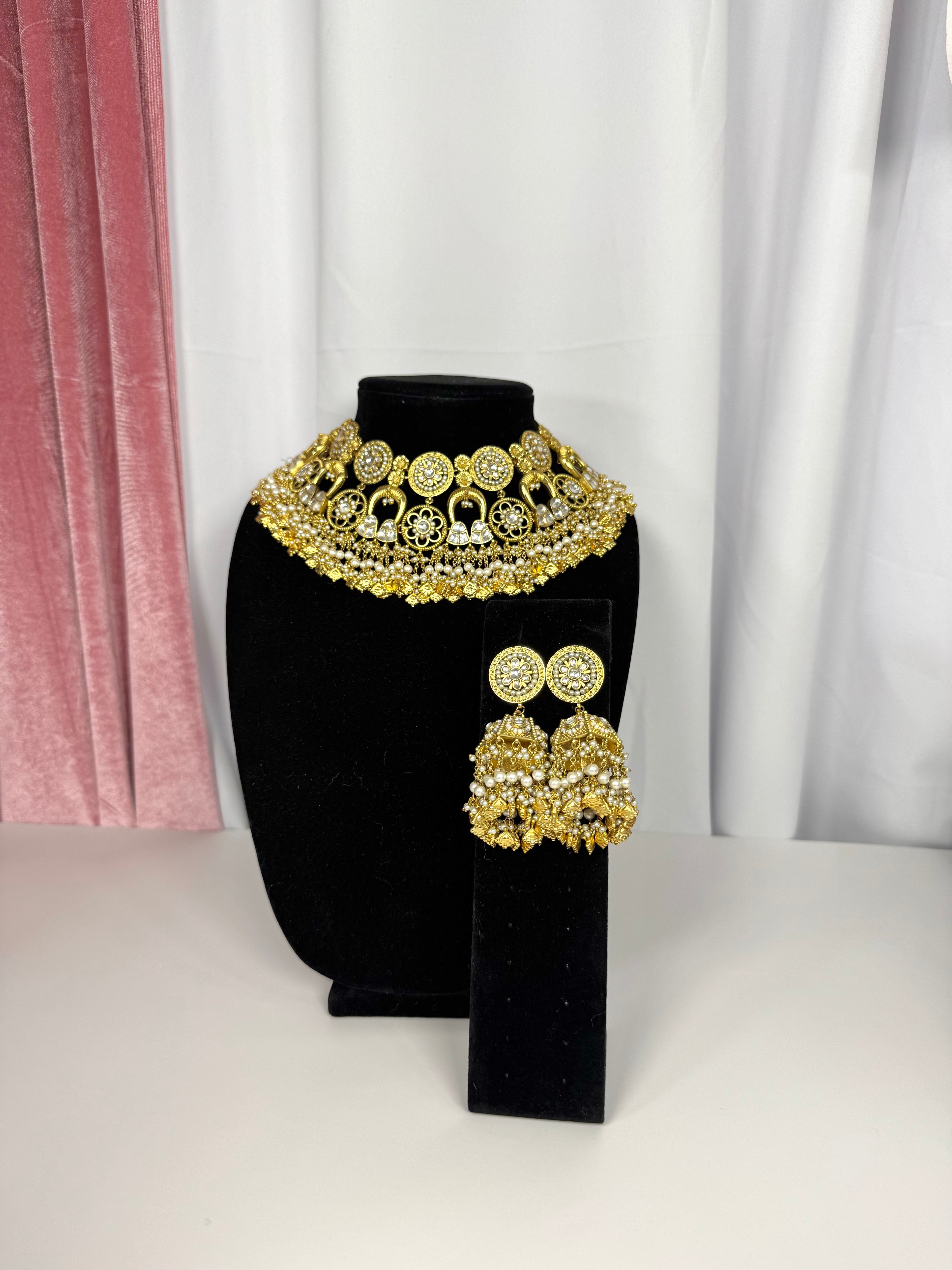 Priyan Pachi Kundan Gold plated Necklace Set