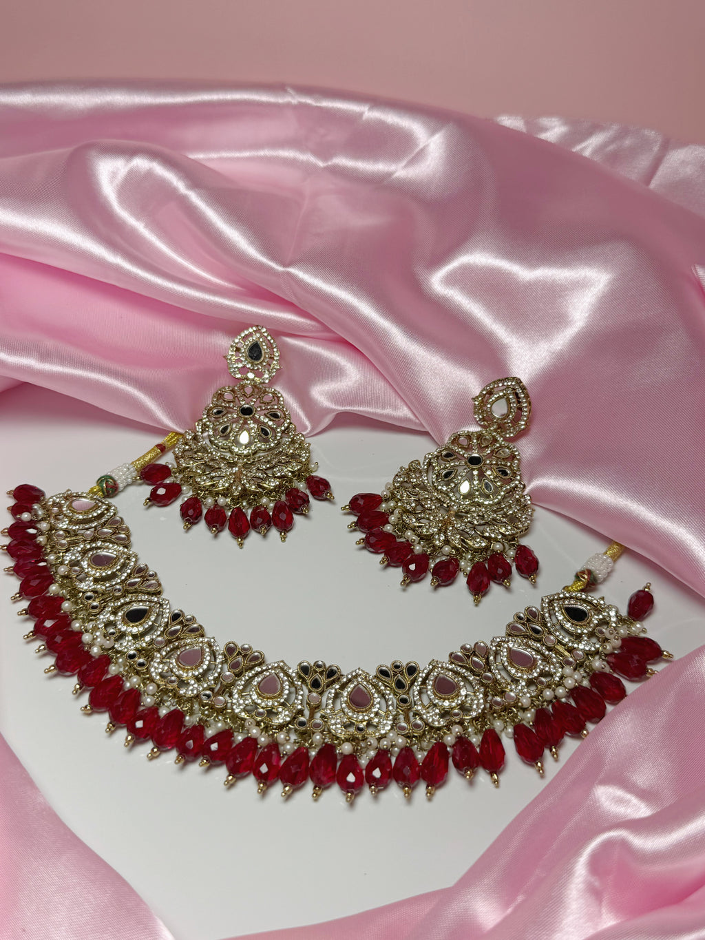 Parisa Necklace Set Red