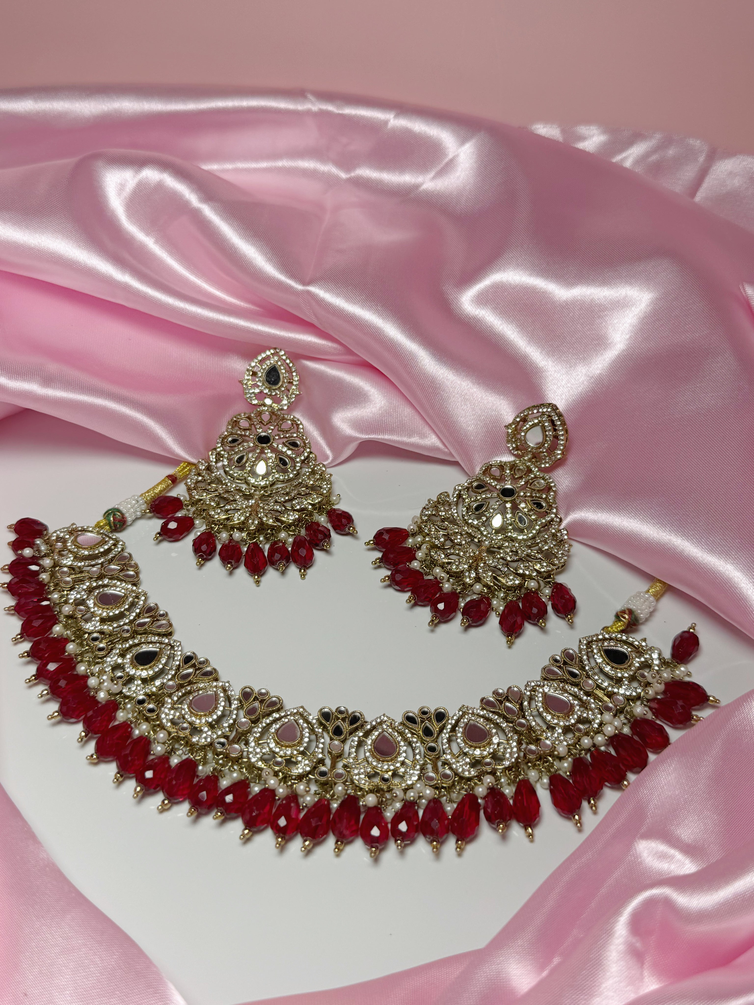 Parisa Necklace Set Red