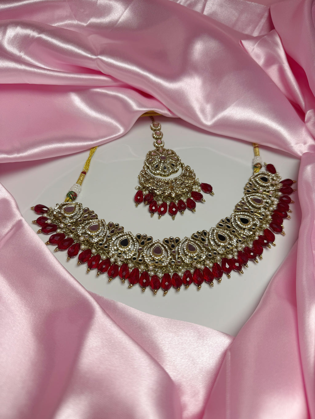 Parisa Necklace Set Red