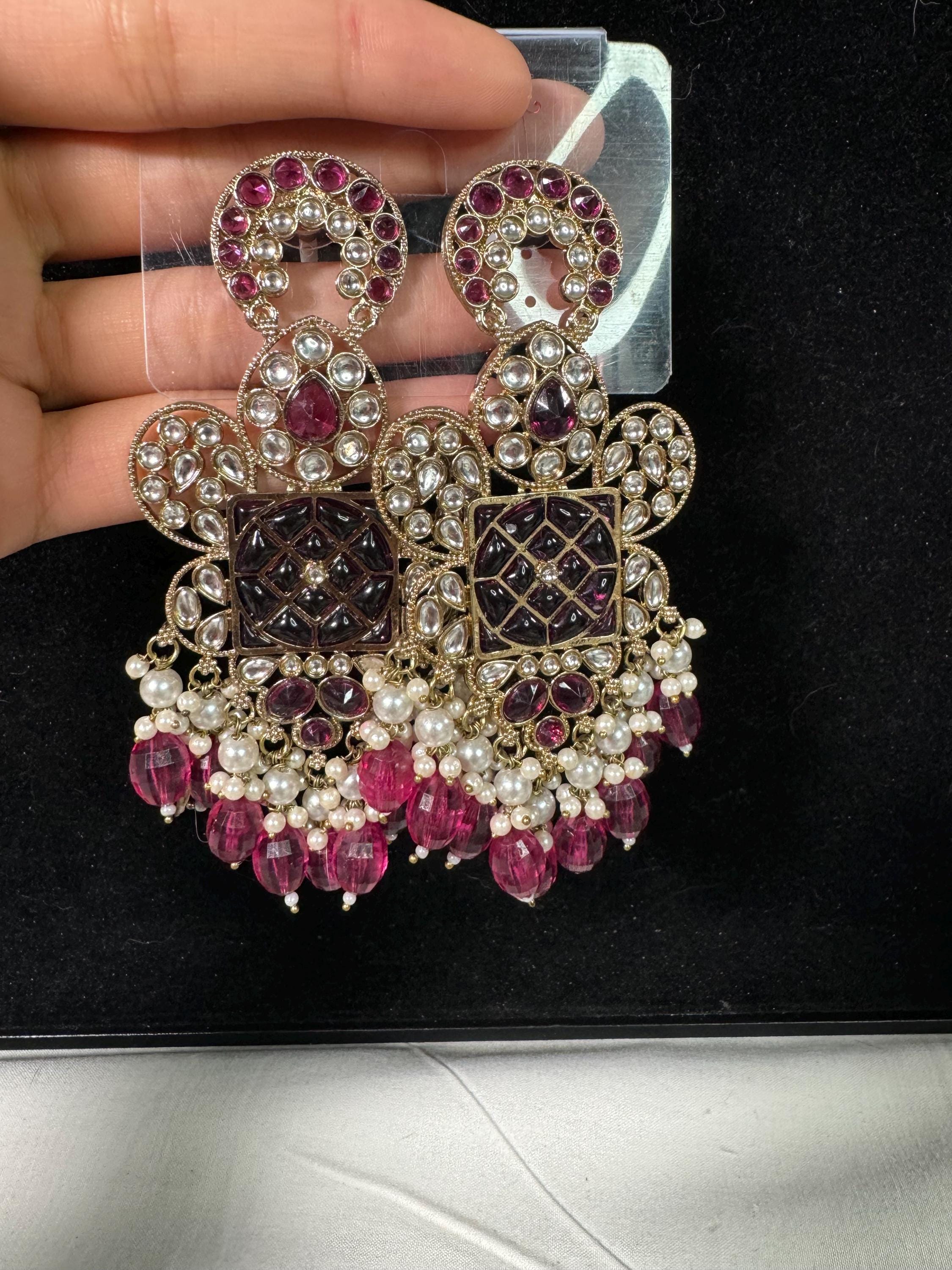 Bollywood Style Jhumka Earrings, Indian Gold Plated Hoop Earrings, Statement Ethnic Jewelry, Festive Earrings, Women's Accessories