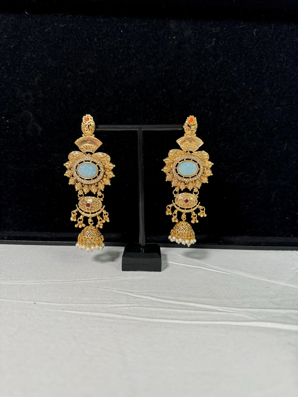 Bollywood Style Jhumka Earrings, Indian Gold Plated Hoop Earrings, Statement Ethnic Jewelry, Festive Earrings, Women's Accessories