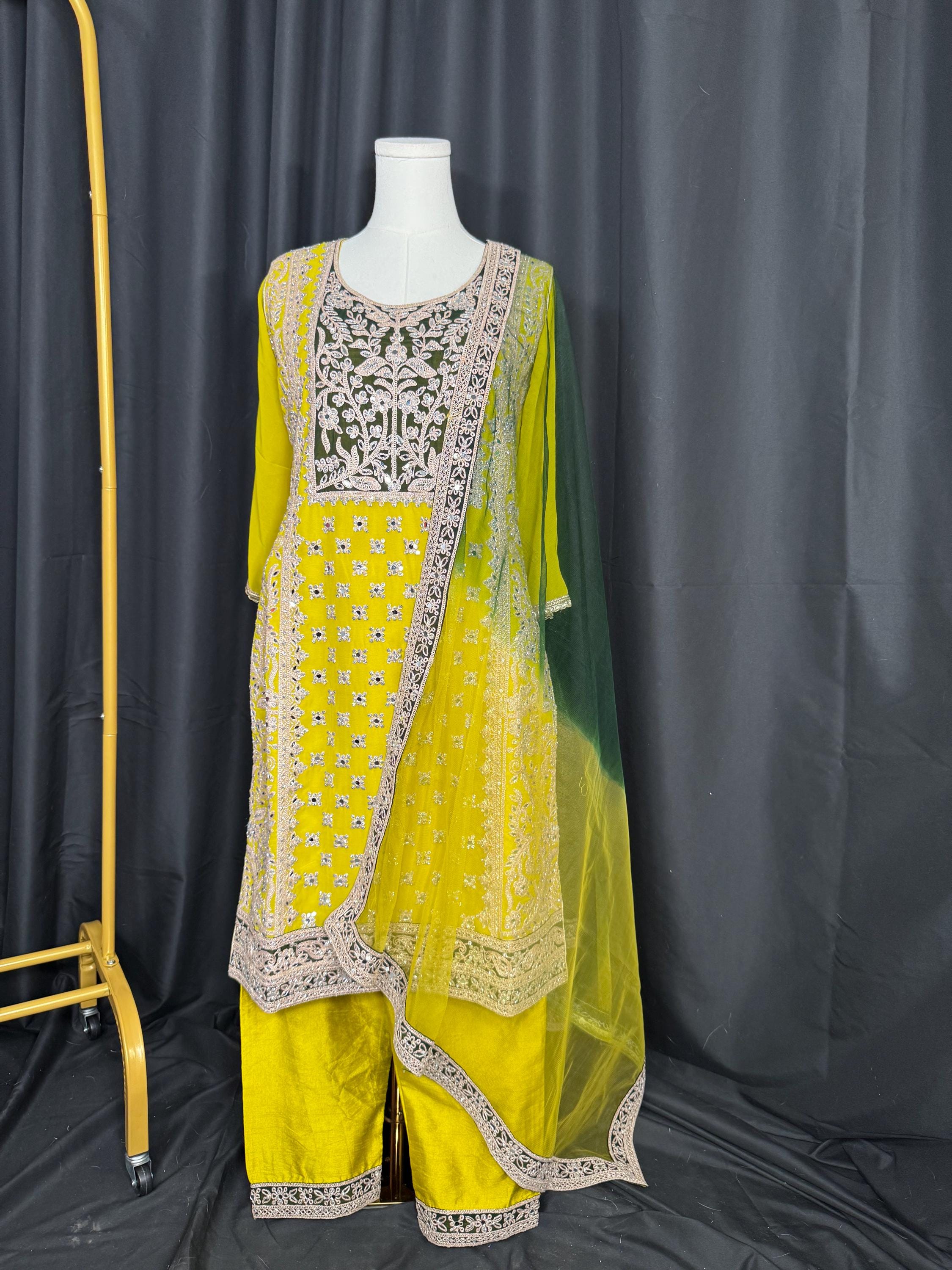 Pakistani suit, Punjabi Sharrara For Women Indian Designer Wedding Wear, Salwar suit, Chaniya Choli bollywood Style Indian outfits