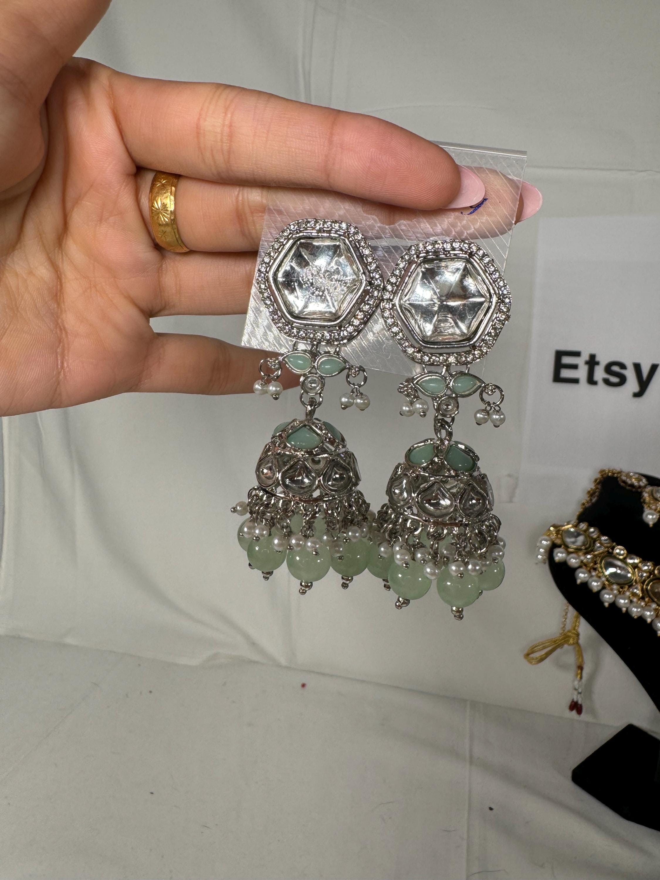 Bollywood Style Jhumka Earrings, Indian Gold Plated Hoop Earrings, Statement Ethnic Jewelry, Festive Earrings, Women's Accessories