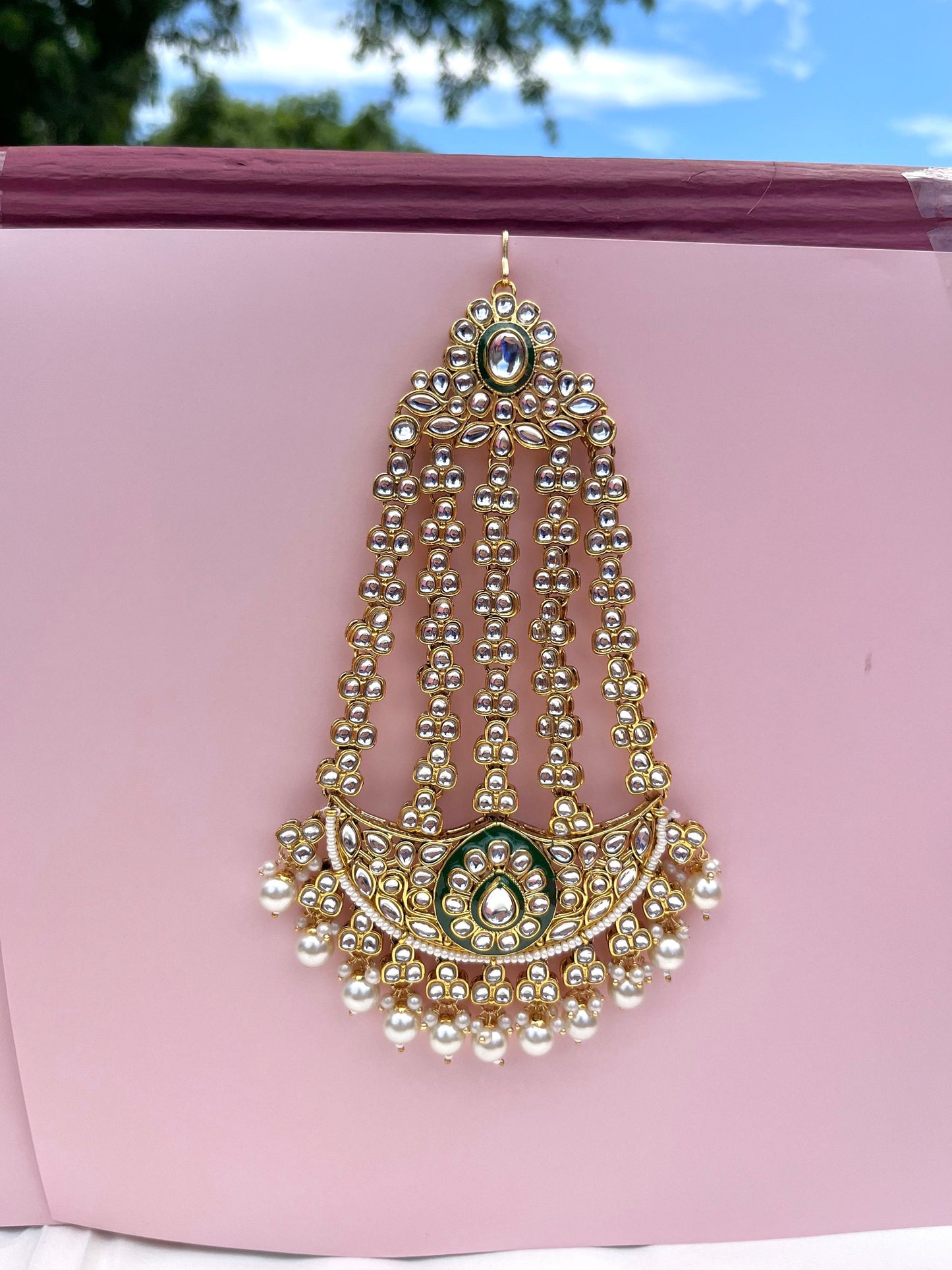 Tikka| head accessories | side tikka| Pakistani jewelry | Indian jewelry head wear| tikka headpiece| Punjabi tikka| Indian headwear jhoomer