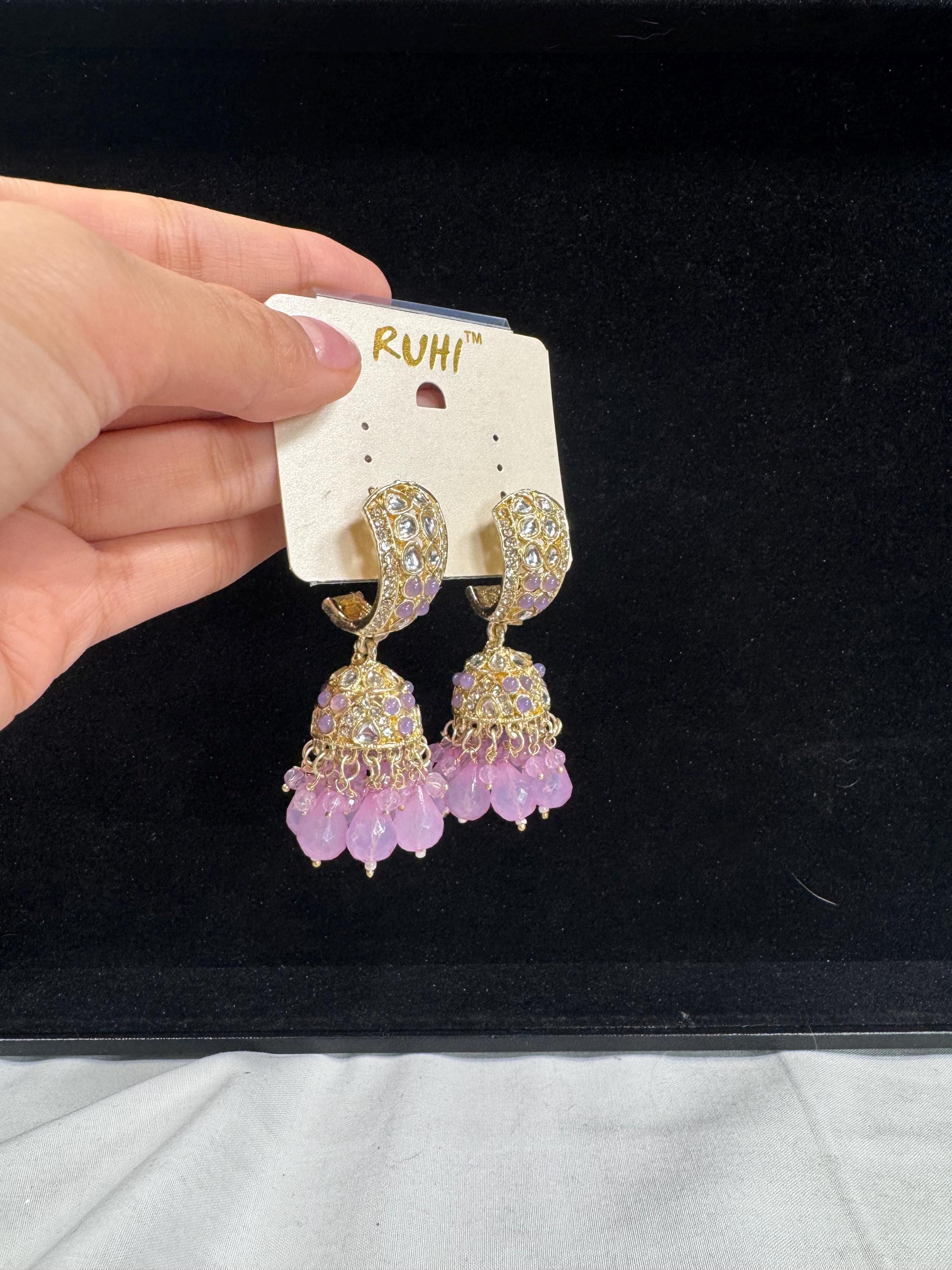 Bollywood Style Jhumka Earrings, Indian Gold Plated Hoop Earrings, Statement Ethnic Jewelry, Festive Earrings, Women's Accessories