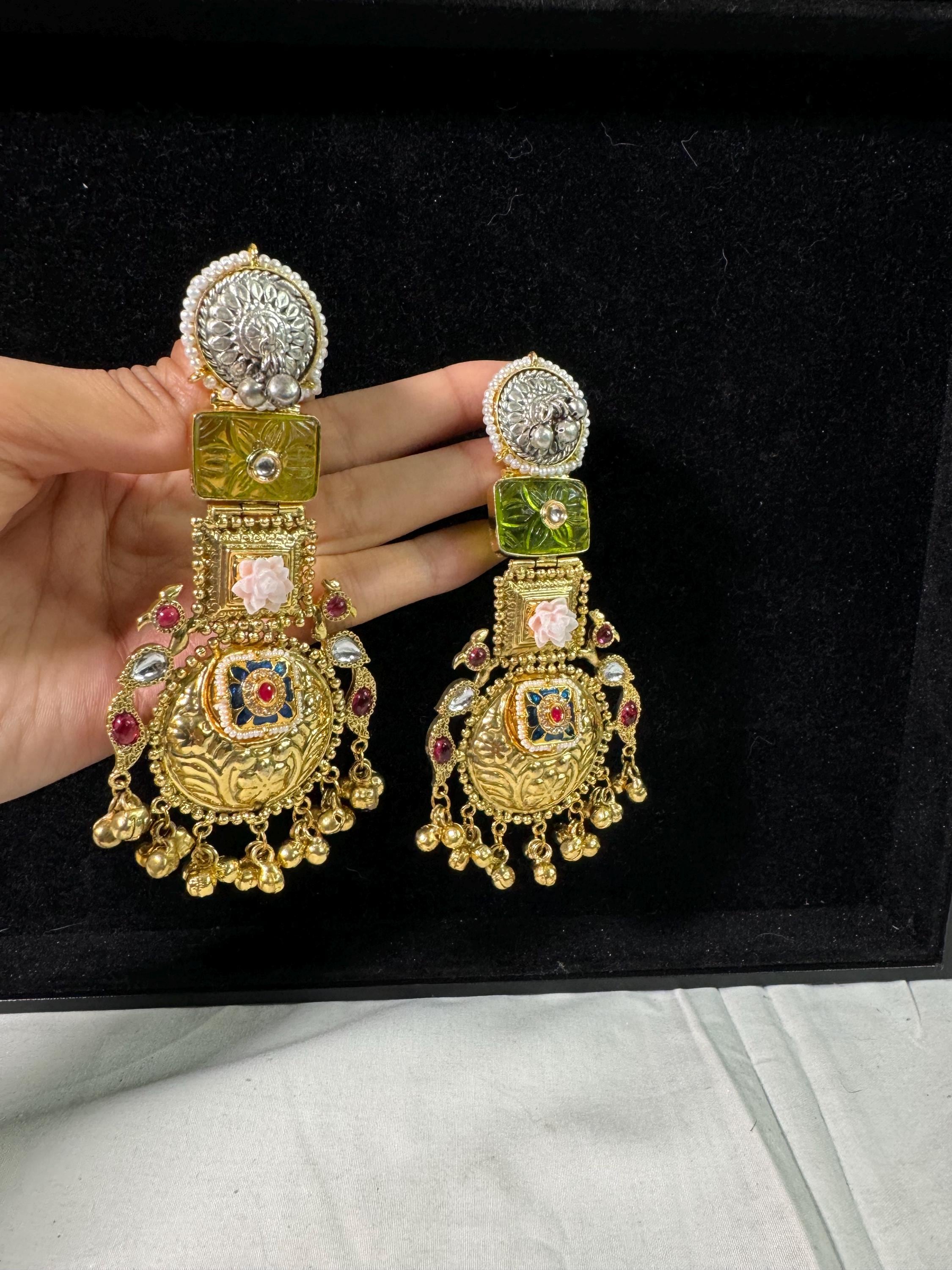 Bollywood Style Jhumka Earrings, Indian Gold Plated Hoop Earrings, Statement Ethnic Jewelry, Festive Earrings, Women's Accessories
