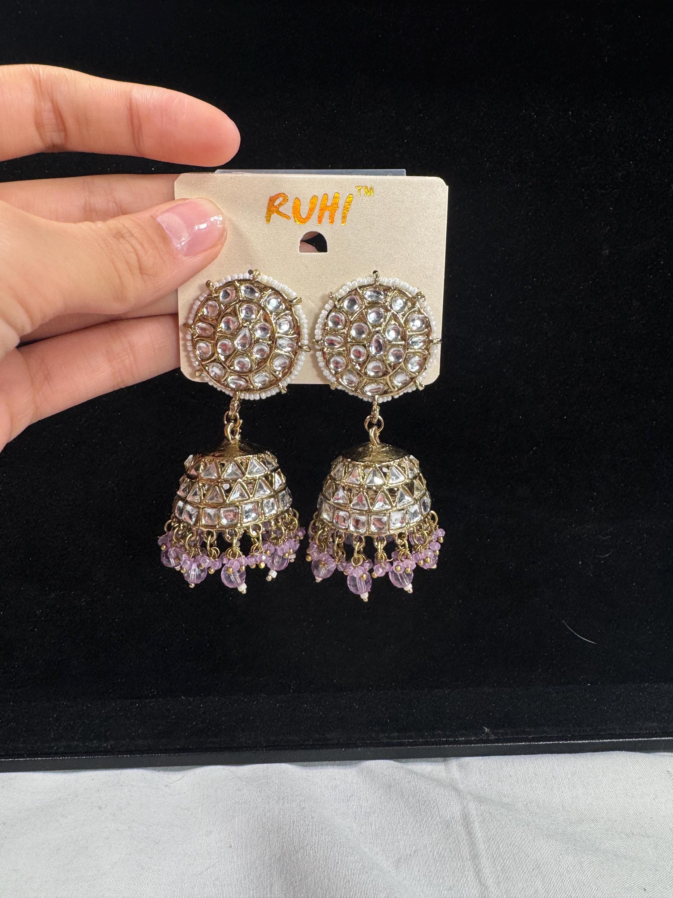 Bollywood Style Jhumka Earrings, Indian Gold Plated Hoop Earrings, Statement Ethnic Jewelry, Festive Earrings, Women's Accessories