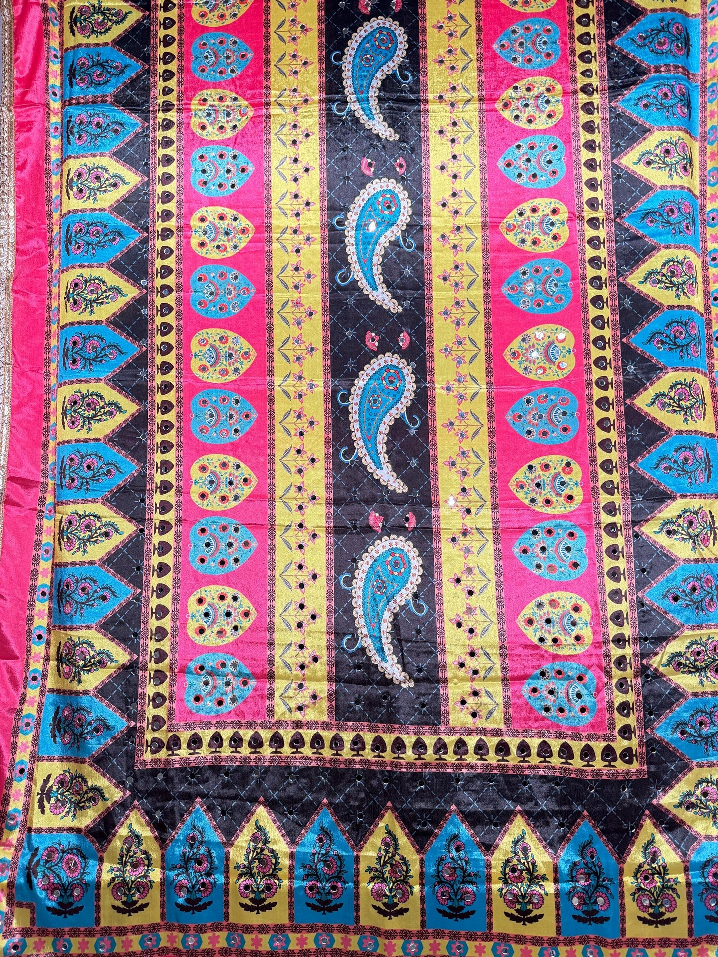 Pakistani Silk Heavy Dupatta Pink Multicolor, Indian clothes, Pakistani clothes, Chunni, Punjabi, afghani,