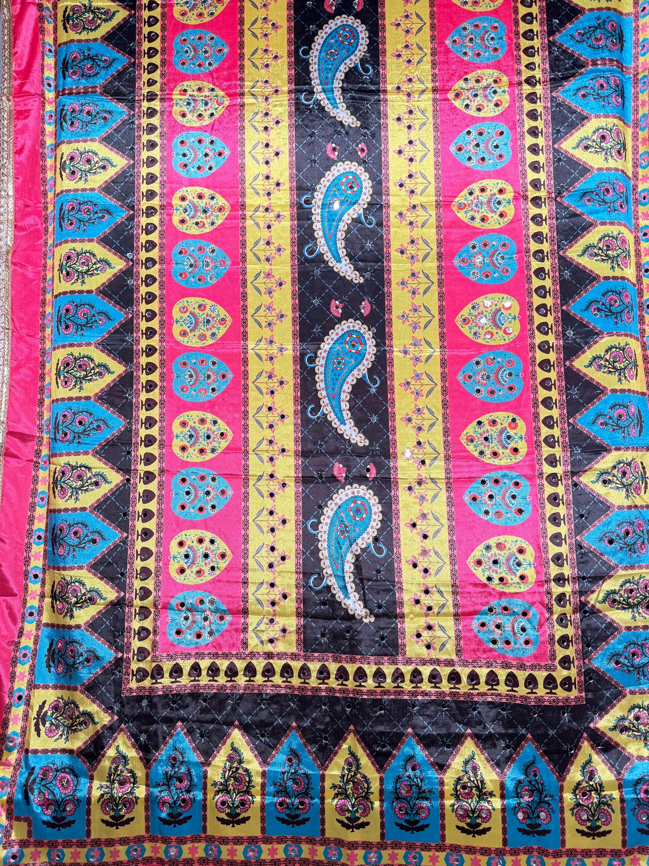 Pakistani Silk Heavy Dupatta Pink Multicolor, Indian clothes, Pakistani clothes, Chunni, Punjabi, afghani,