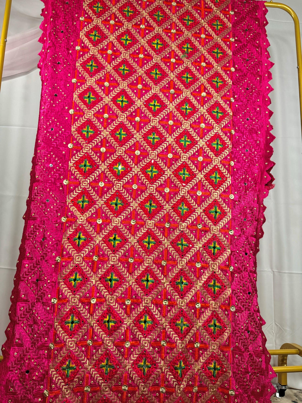 Punjabi ludhiana Heavy Dupatta Pink Multicolor, Indian clothes, Pakistani clothes, Chunni, Punjabi, afghani,
