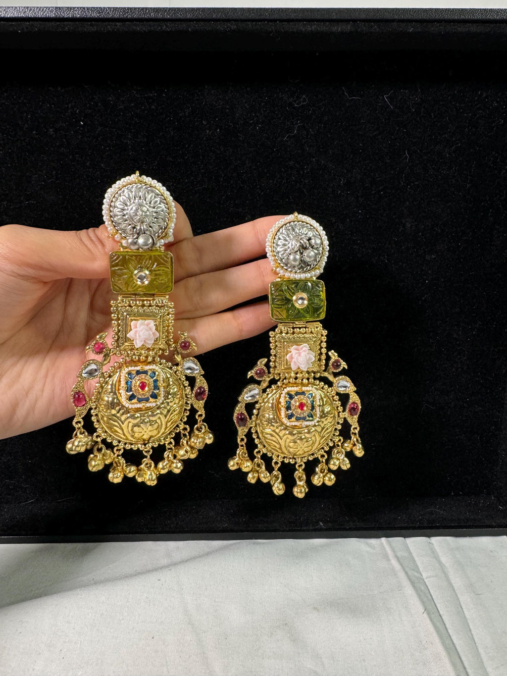 Bollywood Style Jhumka Earrings, Indian Gold Plated Hoop Earrings, Statement Ethnic Jewelry, Festive Earrings, Women's Accessories