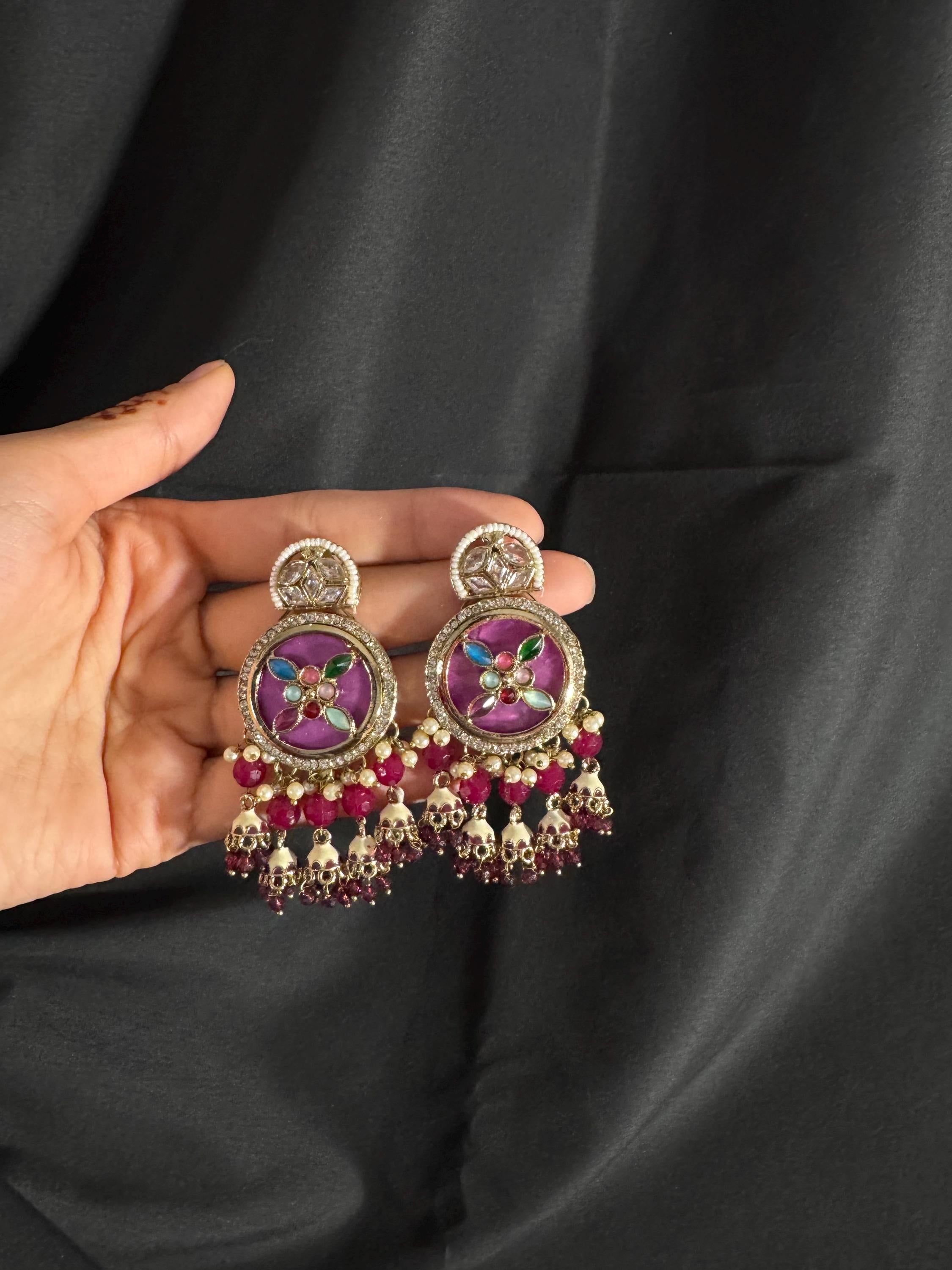 Bollywood Style Jhumka Earrings, Indian Gold Plated Hoop Earrings, Statement Ethnic Jewelry, Festive Earrings, Women's Accessories