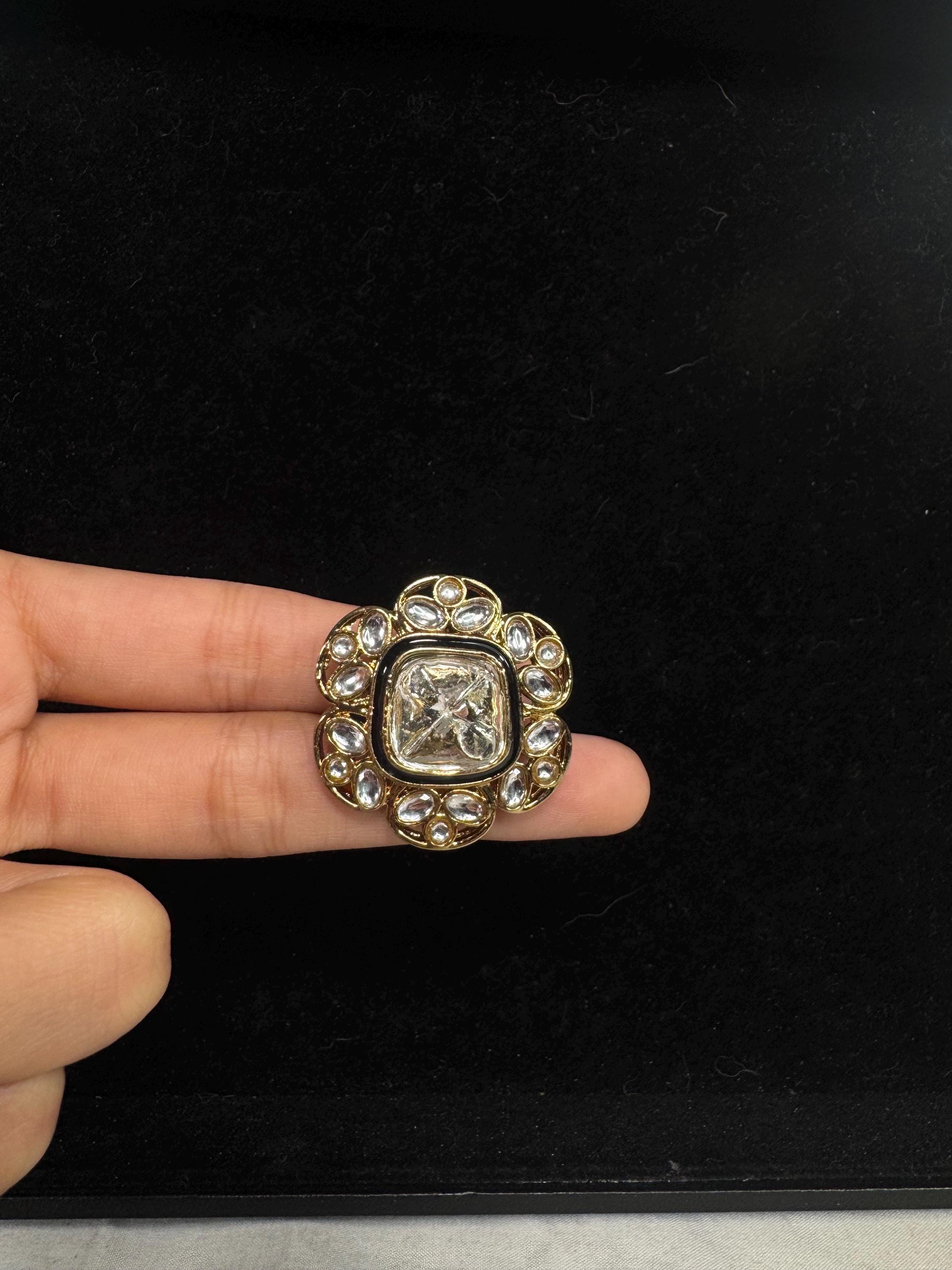 Bollywood Style Ring , Indian Gold Plated ring, Statement Ethnic Jewelry, Festive rings , Women's Accessories, Adjustable Ring, desi ring,