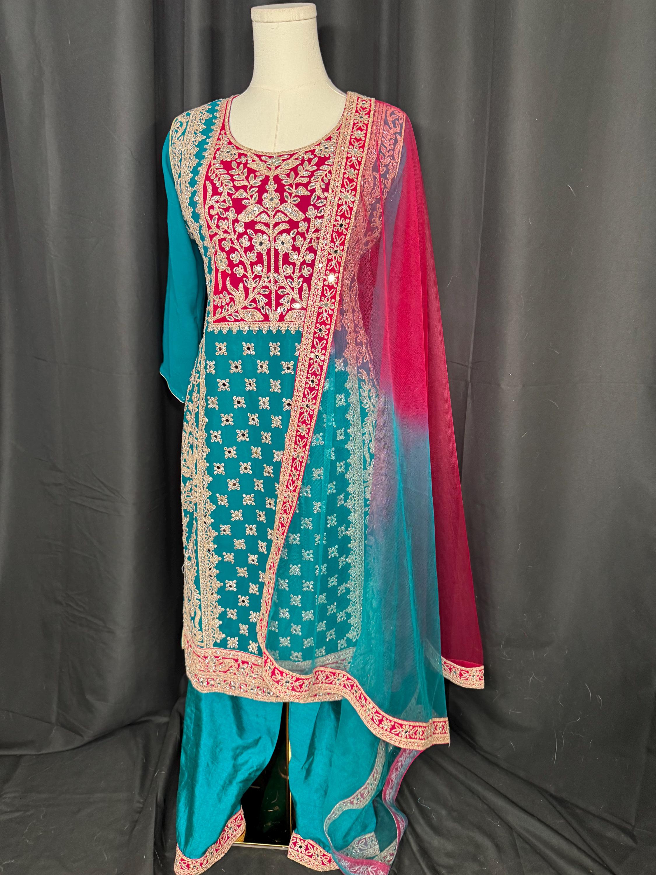 Pakistani suit, Punjabi Sharrara For Women Indian Designer Wedding Wear, Salwar suit, Chaniya Choli bollywood Style Indian outfits