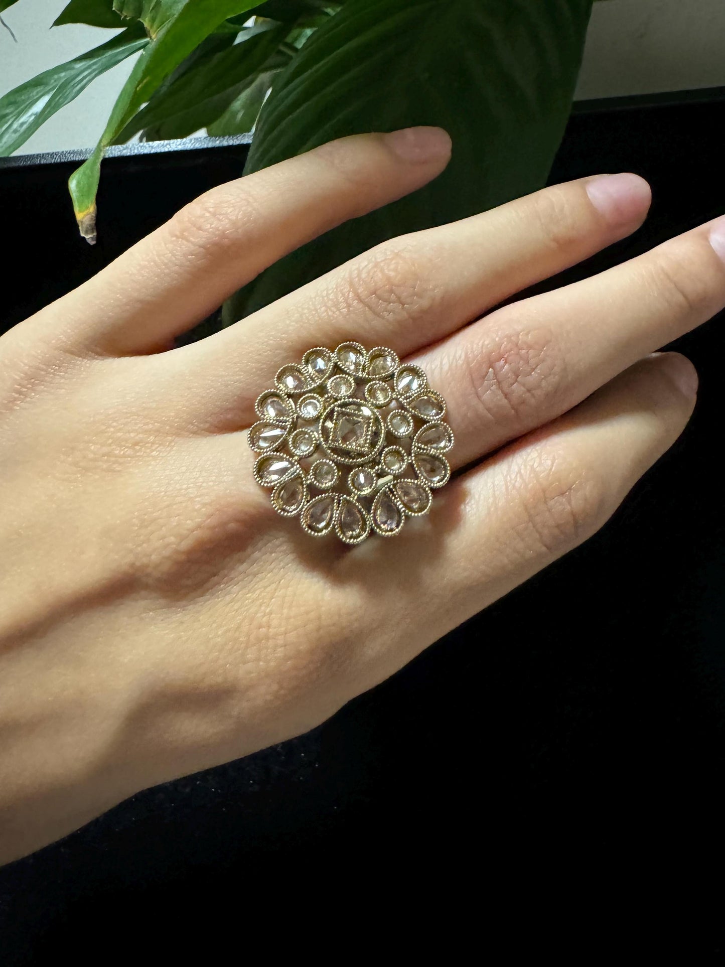 Bollywood Style Ring , Indian Gold Plated ring, Statement Ethnic Jewelry, Festive rings , Women's Accessories, Adjustable Ring, desi ring,