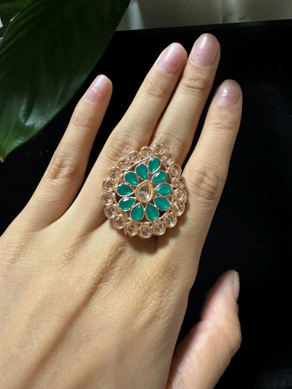 Bollywood Style Ring , Indian Gold Plated ring, Statement Ethnic Jewelry, Festive rings , Women's Accessories, Adjustable Ring, desi ring,