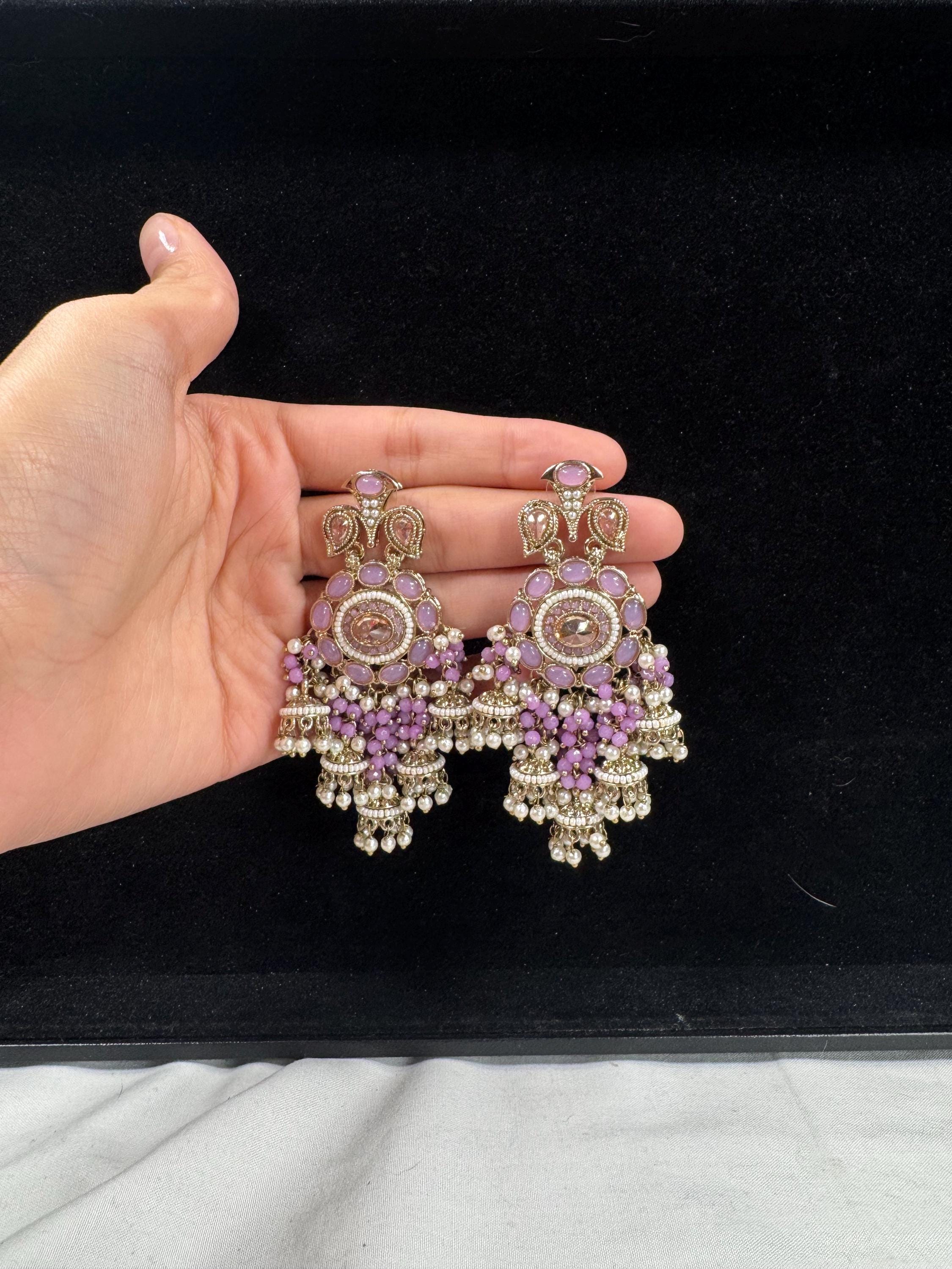 Bollywood Style Jhumka Earrings, Indian Gold Plated Hoop Earrings, Statement Ethnic Jewelry, Festive Earrings, Women's Accessories