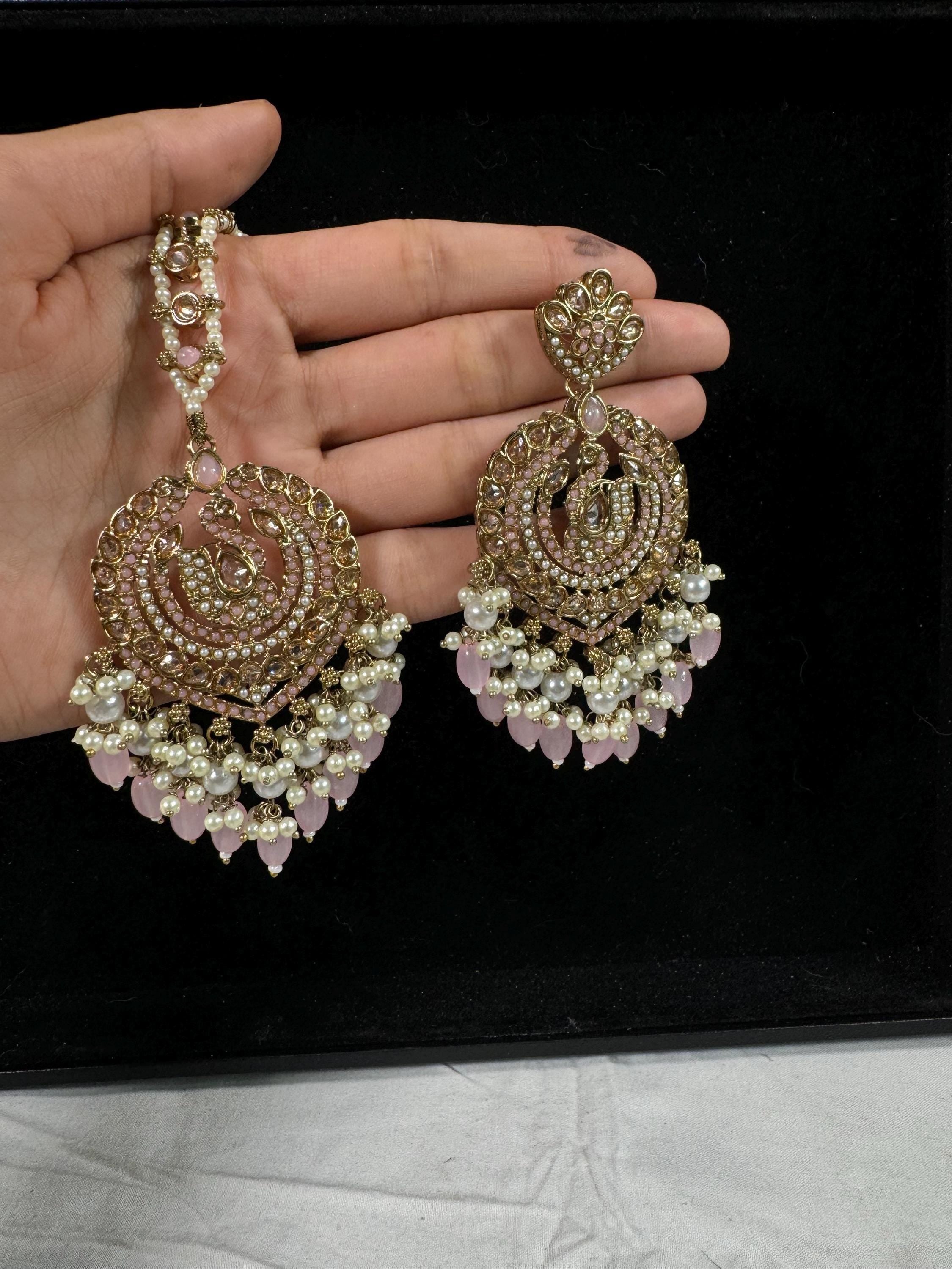 Bollywood Style Jhumka Earrings, Indian Gold Plated Hoop Earrings, Statement Ethnic Jewelry, Festive Earrings, Women's Accessories