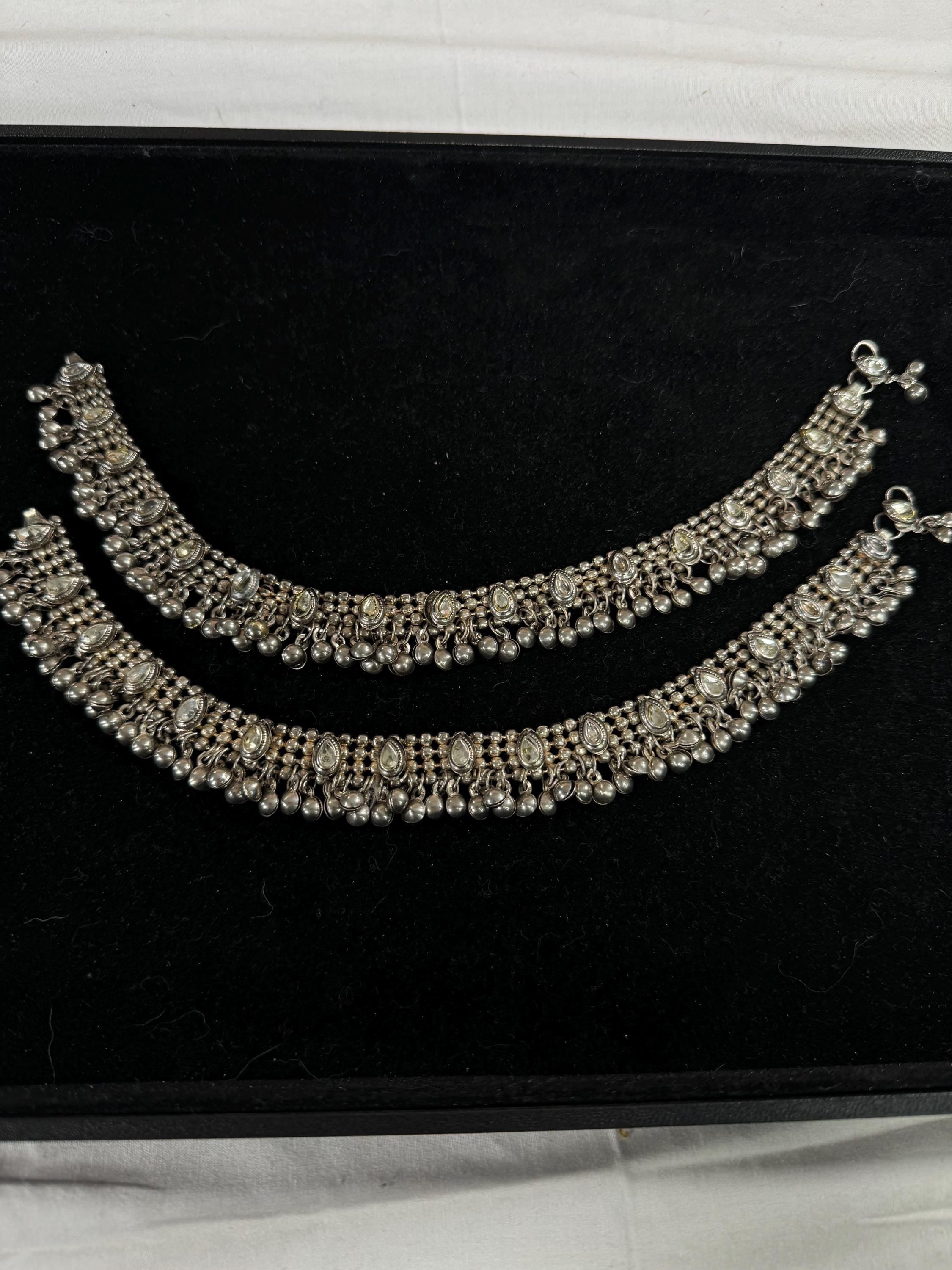 Anklets/Payal/ Indian Jewelry/ Silver Payal/ Panjeb/ Pakistani Jewelry/ Bollywood Jewelry/ Statement Jewelry/ Silver Anklet
