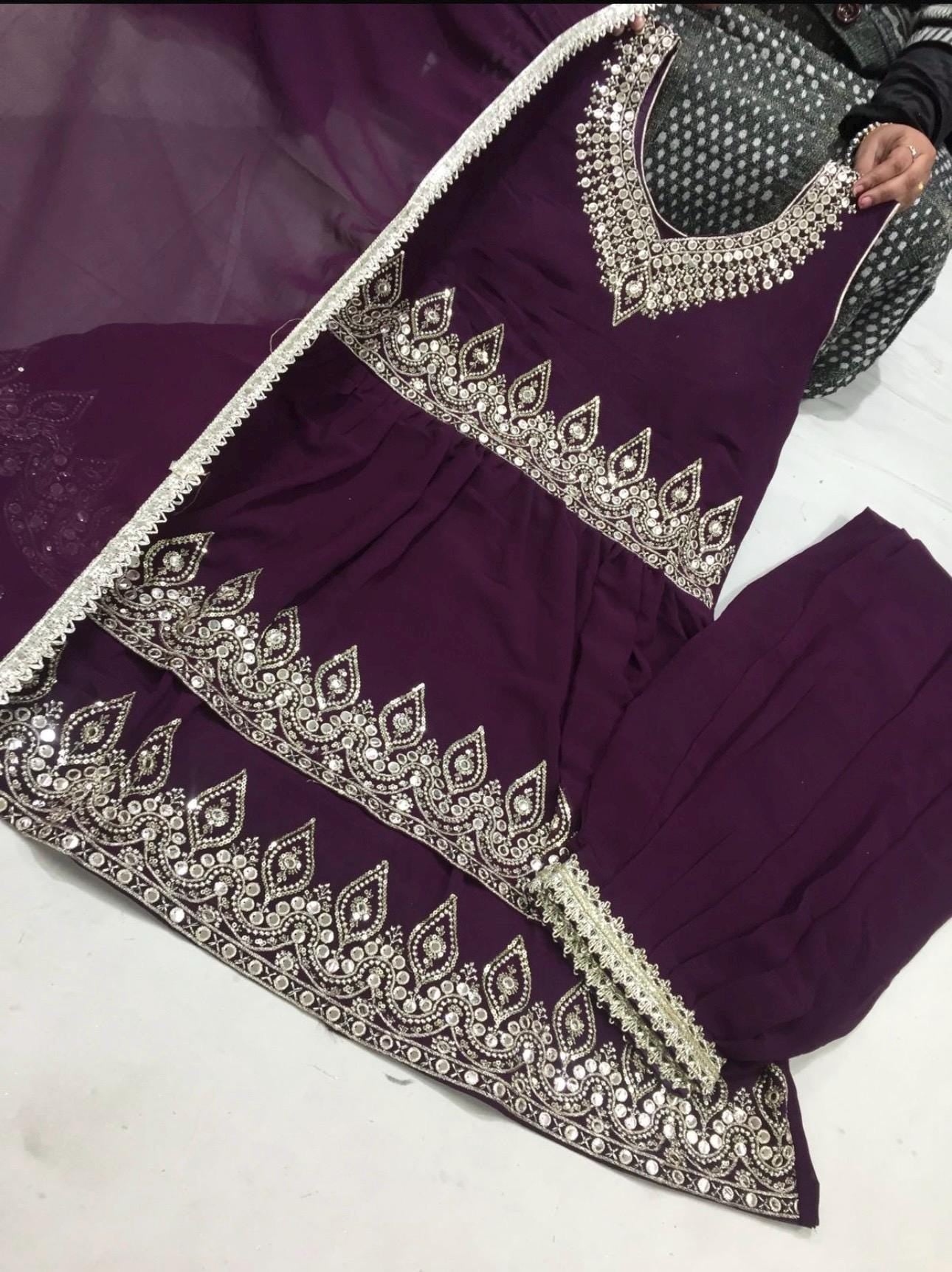 Pakistani suit, Punjabi Sharrara For Women Indian Designer Wedding Wear, Salwar suit, Chaniya Choli bollywood Style Indian outfits
