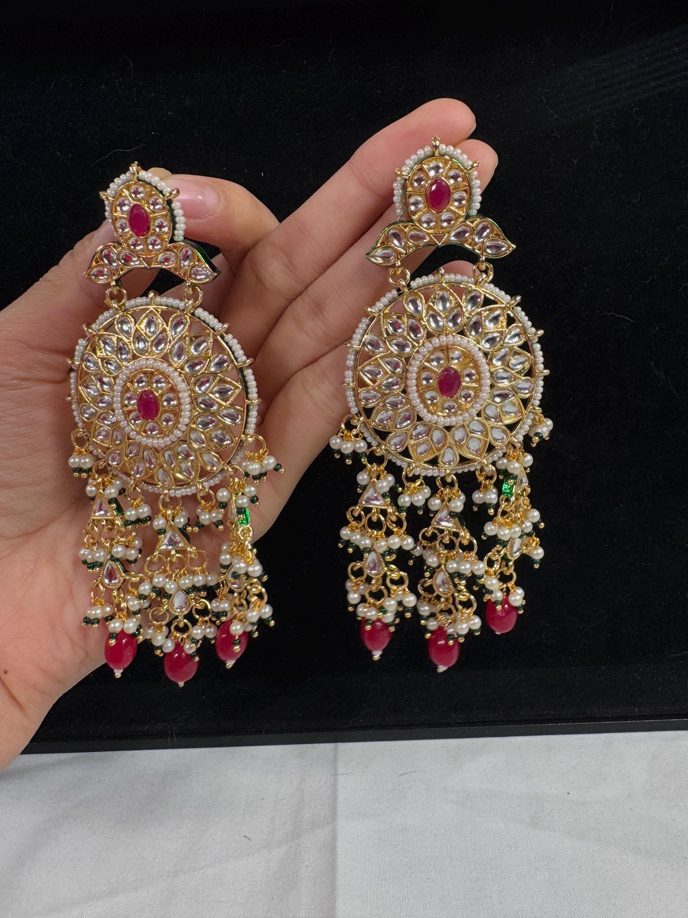 Bollywood Style Jhumka Earrings, Indian Gold Plated Hoop Earrings, Statement Ethnic Jewelry, Festive Earrings, Women's Accessories