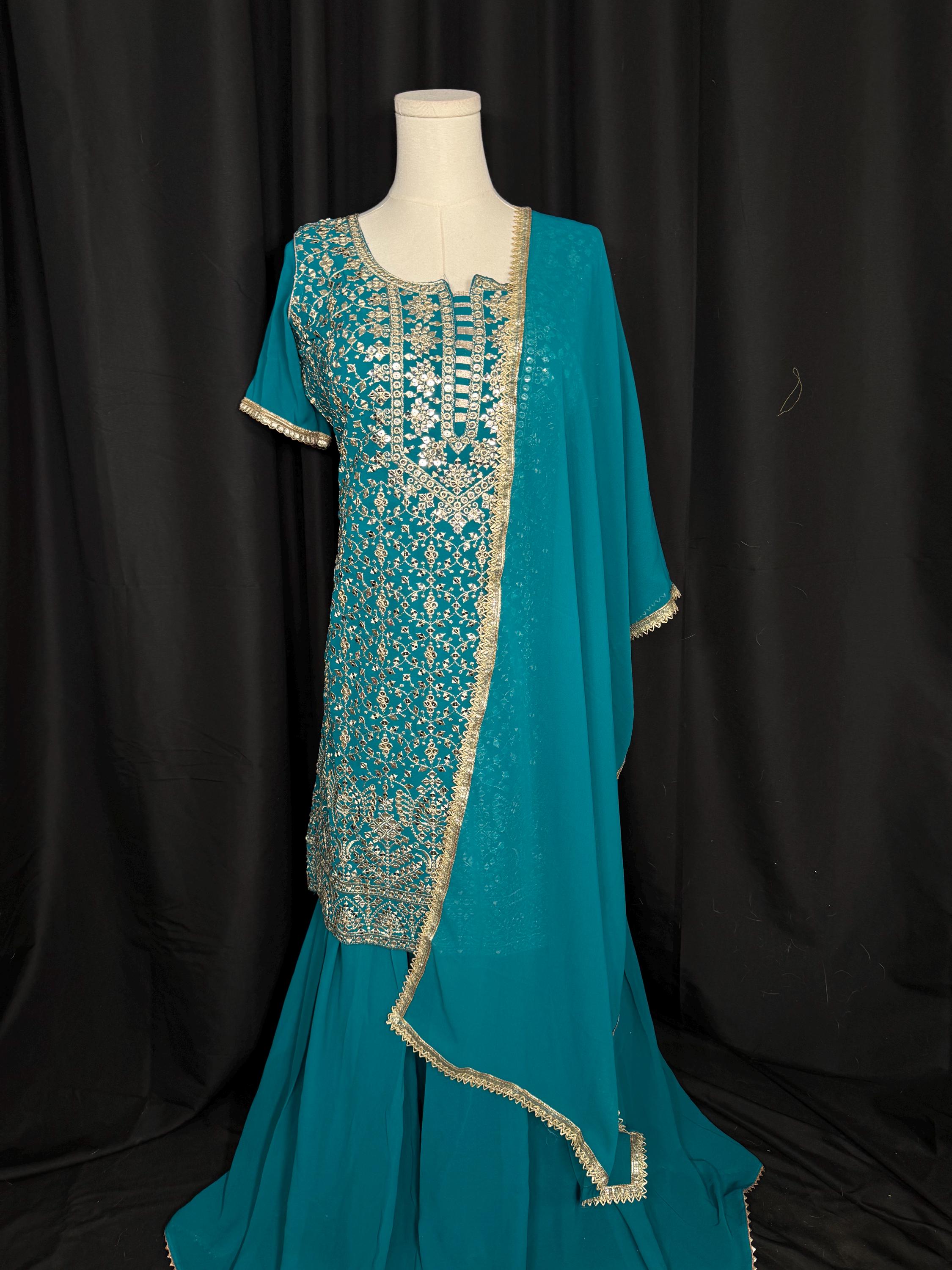 Punjabi Sharrara For Women Indian Designer, Pakistani suit, lehengha, sharara, desi clothe,Wear Chaniya Choli bollywood Style Indian outfits