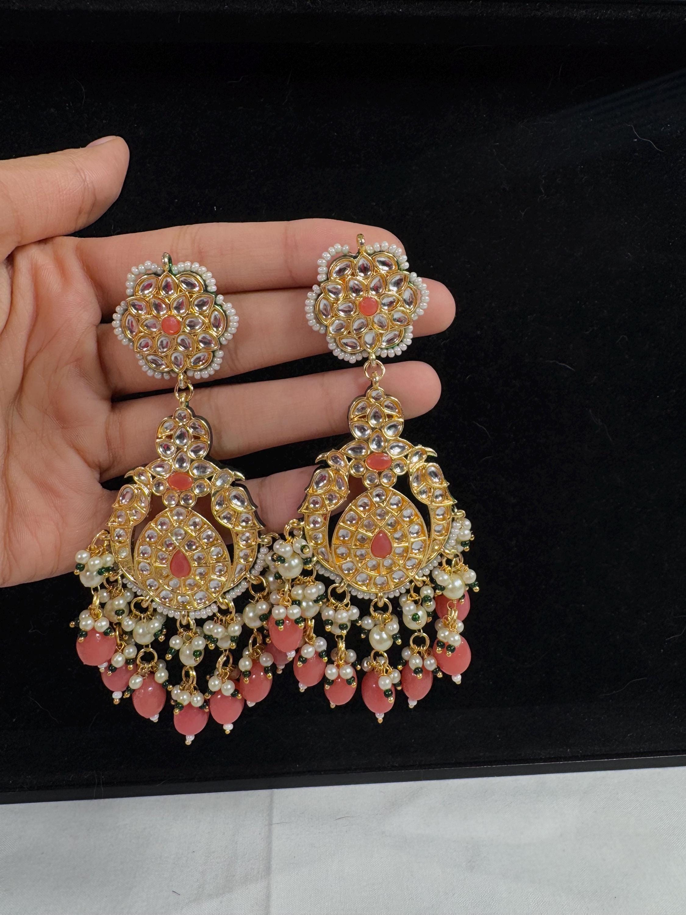 Bollywood Style Jhumka Earrings, Indian Gold Plated Hoop Earrings, Statement Ethnic Jewelry, Festive Earrings, Women's Accessories