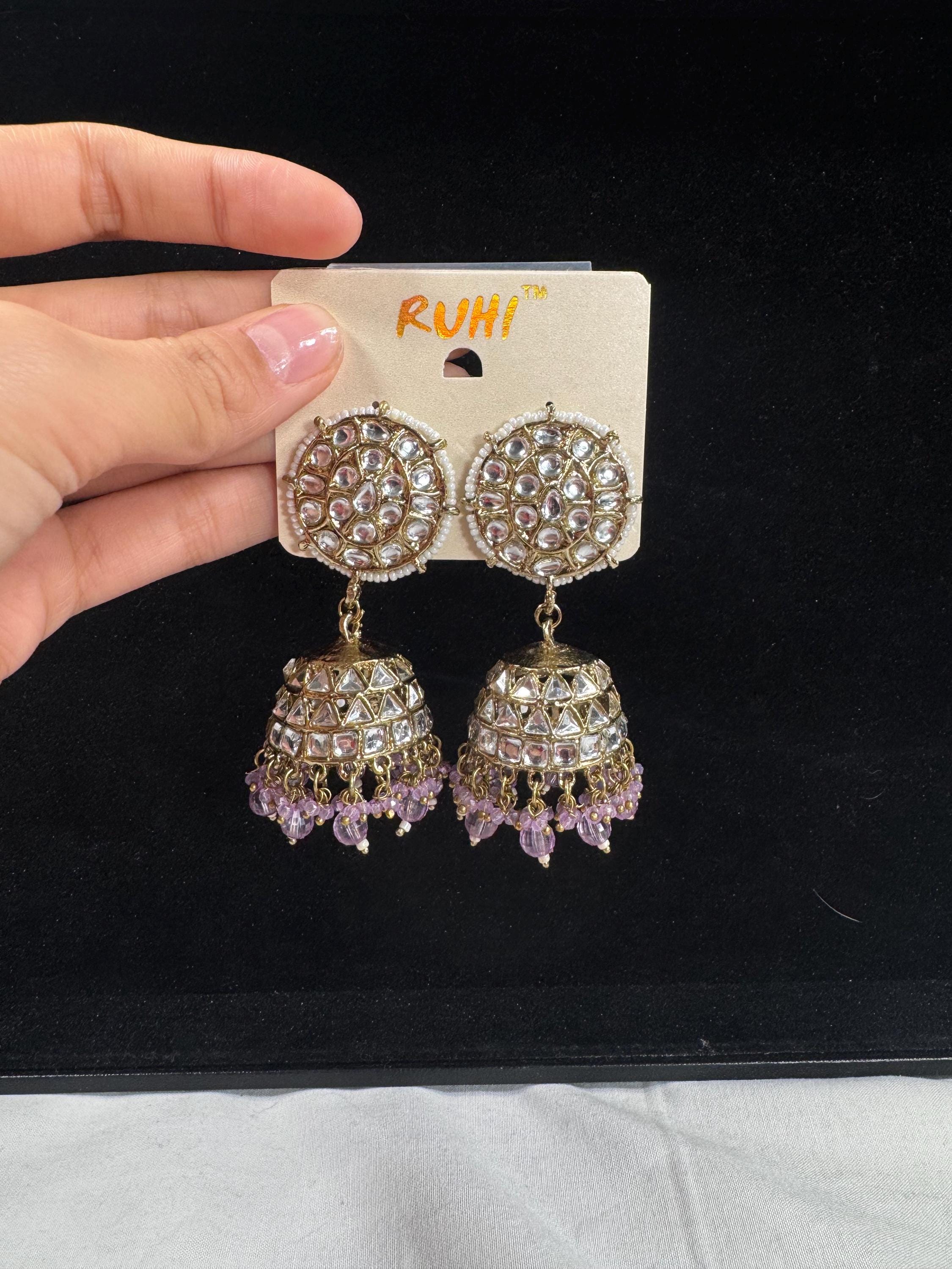 Bollywood Style Jhumka Earrings, Indian Gold Plated Hoop Earrings, Statement Ethnic Jewelry, Festive Earrings, Women's Accessories