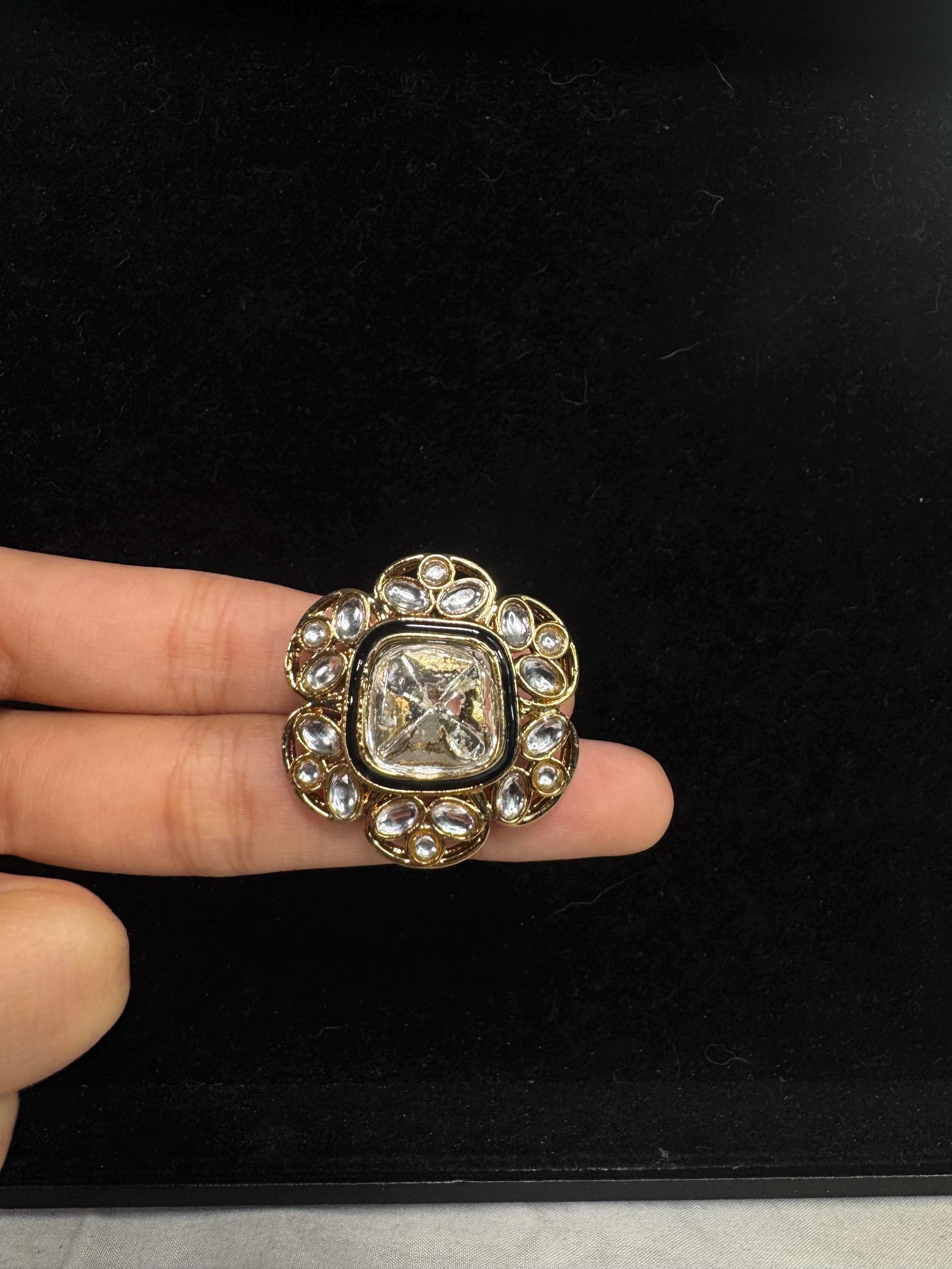 Bollywood Style Ring , Indian Gold Plated ring, Statement Ethnic Jewelry, Festive rings , Women's Accessories, Adjustable Ring, desi ring,